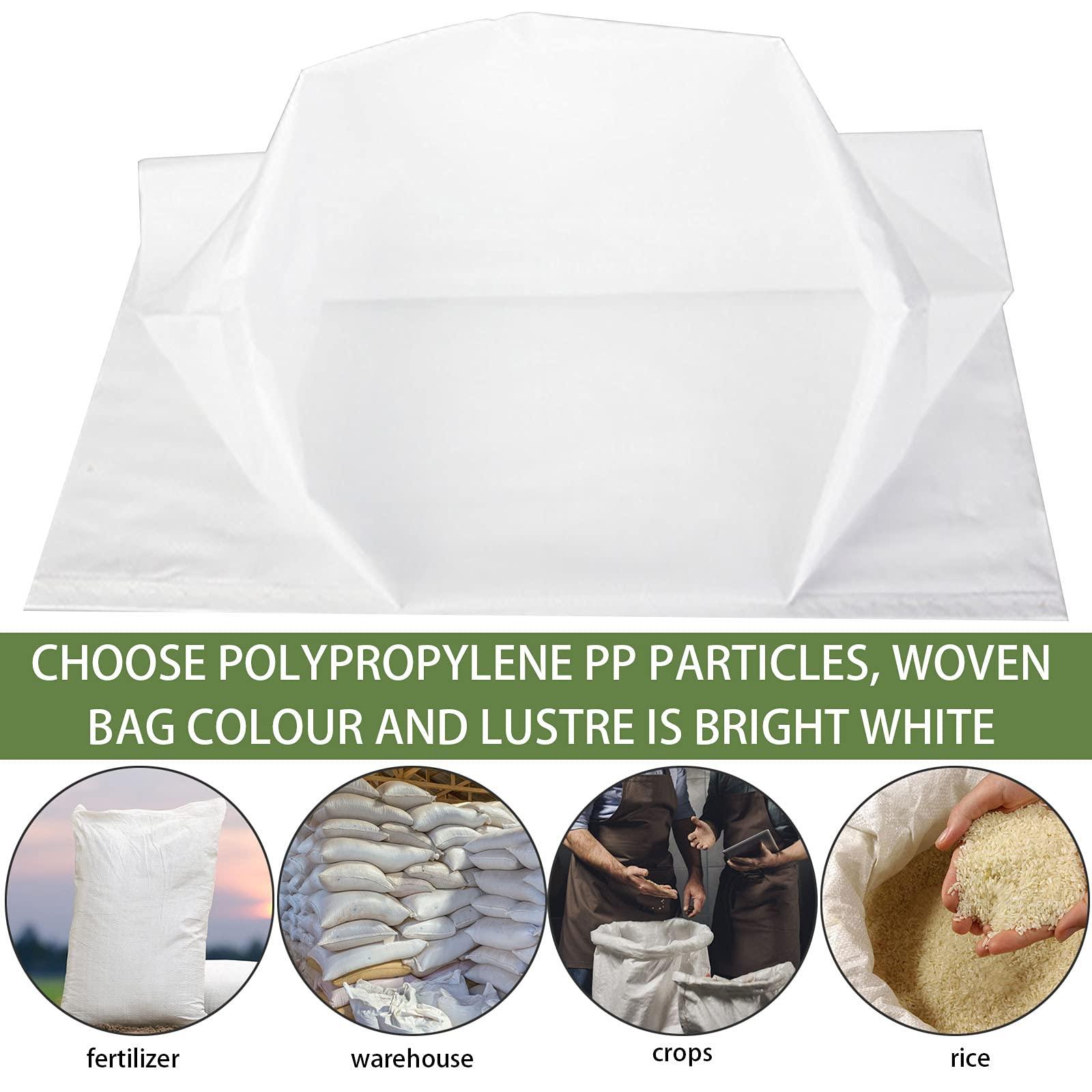 sgmedila Thick White Plastic Woven Bag Garden Bags, Reusable crop bags Soil bag Reusable Yard Bags Heavy Duty Gardening Leaf Bag, Yard Patio Bags,Outdoor Lawn Pool Waste Bags (10Pcs)