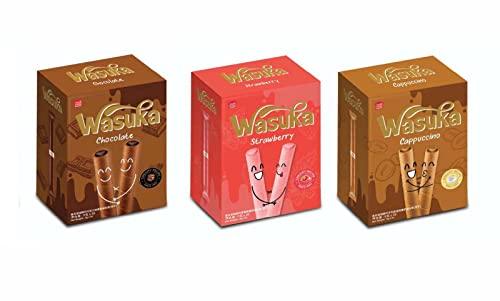 Snack Wasuka Wafer Rolls Chocolate Flavor Premium Snack with 100% Natural ingredient and pure satisfaction healthy and natural wafer rolls- 6.34 Ounce. Box Package Creamy recipe. (Pack of 1)