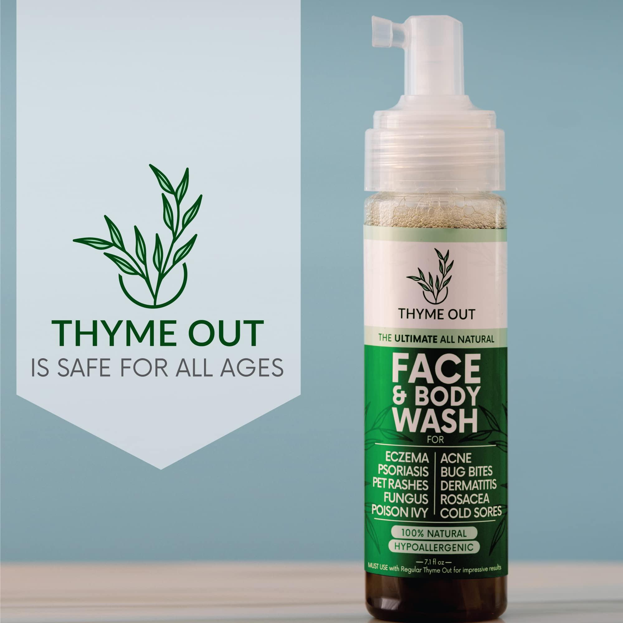 Thyme Out Thyme Out All Natural Face & Body Wash for Eczema, Psoriasis, Pet Rashes, Poison Ivy, Acne, Bug Bites, Dermatitis, Rosacea & Cold Sores - Soothes Itching, and Irritation (7.1 oz)