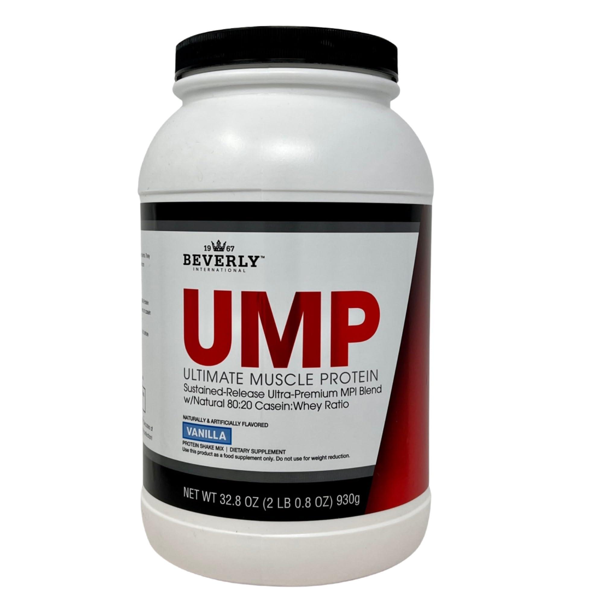 Beverly International Beverly International UMP Protein Powder, Vanilla. Unique Whey-Casein Ratio Builds Lean Muscle. Easy to Digest. No Bloat. (32.8 oz) 2lb .8 oz