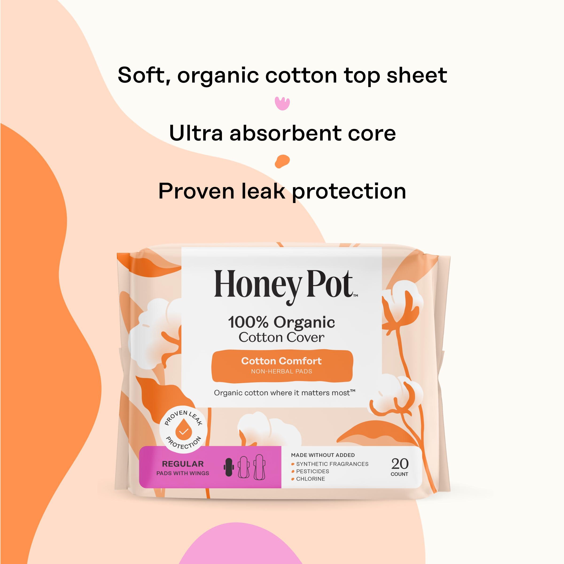 The Honey Pot Company The Honey Pot Company - Pads for Women - Non-Herbal Overnight & Regular Flow Bundle - Organic Cotton Cover & Ultra-Absorbent Pulp Core - Sanitary Pads for Women - Feminine Care - FSA & HSA Eligible