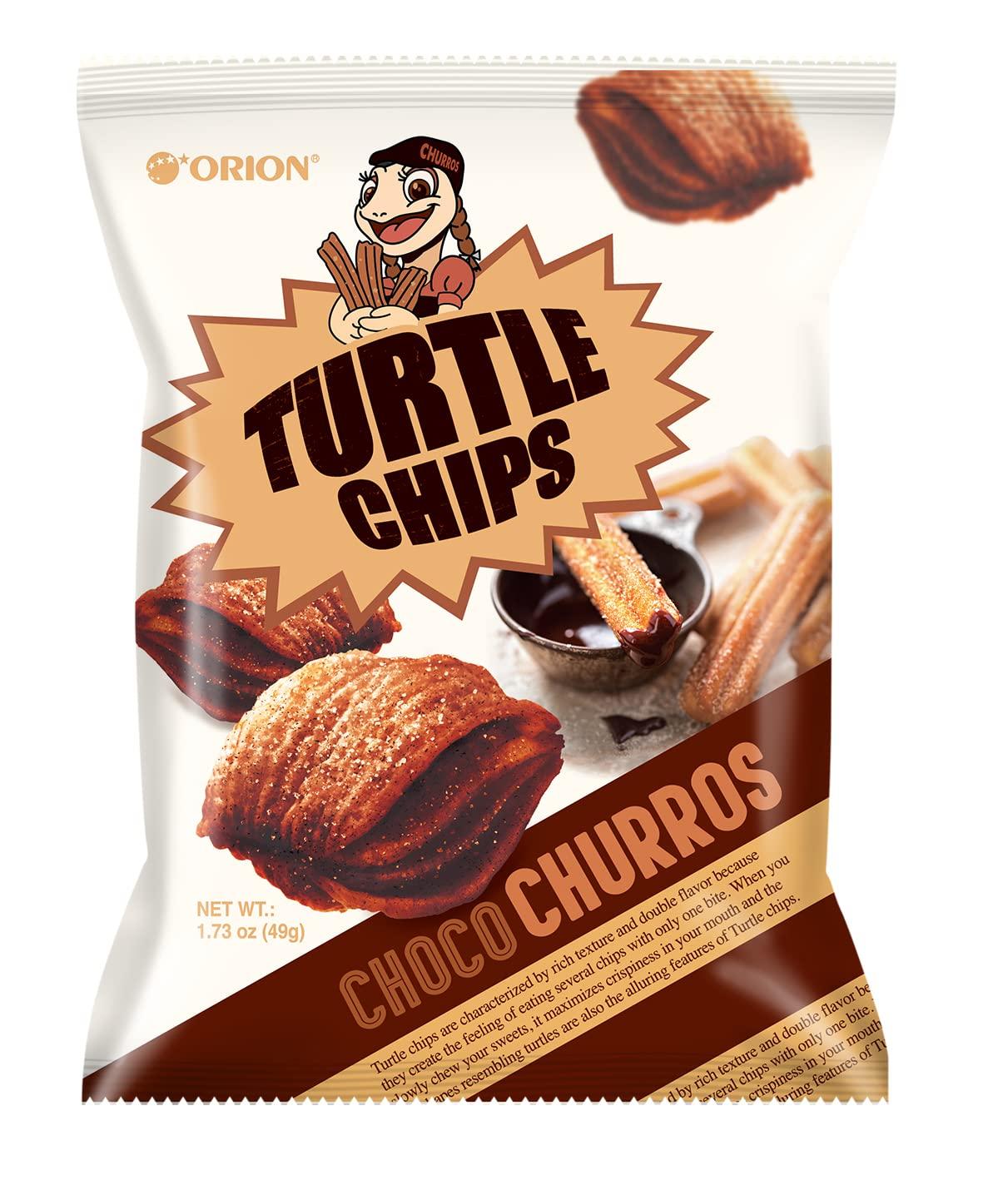 K-Munchies K-Munchies Orion Turtle Chips - 6 Variety Packs, 49g - Churro Chips (3), and Sweet Corn Chips (3) Flavors - Snack Size Korean Chips - Savory, Crispy Korean Snacks - On-The-Go Korean Corn Snack Chips
