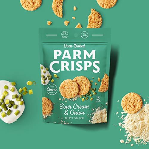 Parmcrisps ParmCrisps – Sour Cream & Onion Cheese Parm Crisps, Made Simply with 100% REAL Cheese | Healthy Keto Snacks, Low Carb, High Protein, Gluten Free, Oven Baked, Keto-Friendly | 1.75 Oz (Pack of 12)