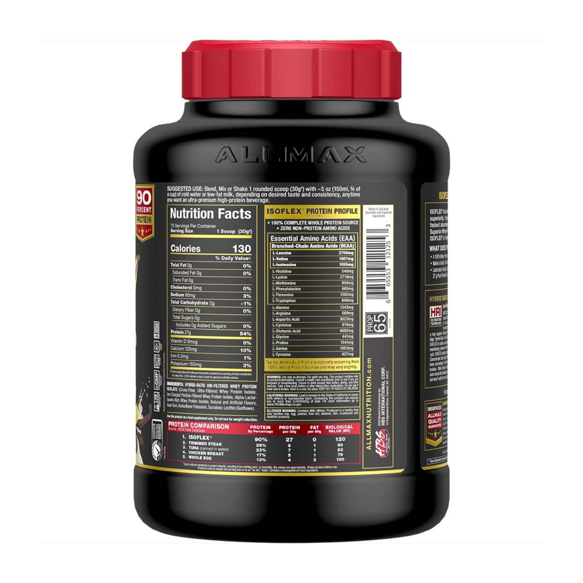 ALLMAX Nutrition ALLMAX Nutrition - ISOFLEX Whey Protein Powder, Whey Protein Isolate, 27g Protein, Vanilla, 5 Pound