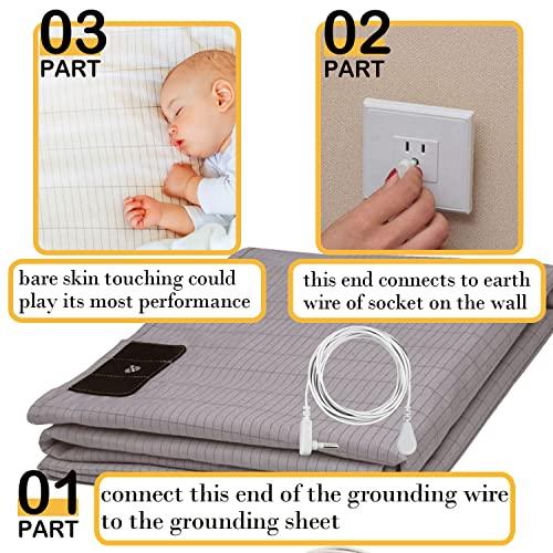 VAJOOCLL Grounding Sheet- 5% Silver Fiber with Grounding Cord, Grounding Sheets for Better Sleep and Native Health (35x90Inch).