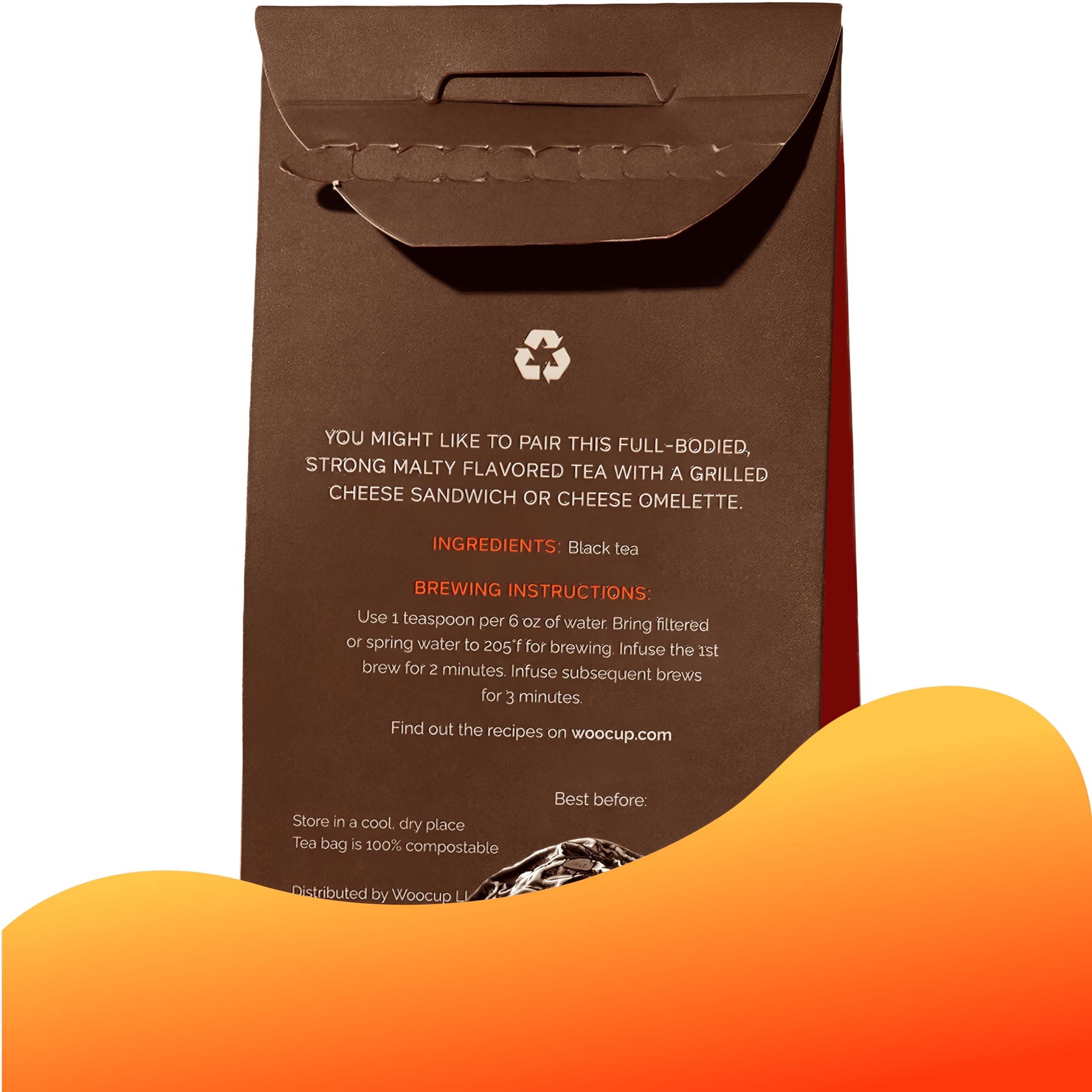 Woocup Woocup Awaken Assam Black Tea (2 oz) - Pure Assam Loose Leaf Black Tea for Chai Tea, Thai Tea, and Kombucha Drink, Loose Leaves for Cold Brew Tea and Hot Brew, Non GMO