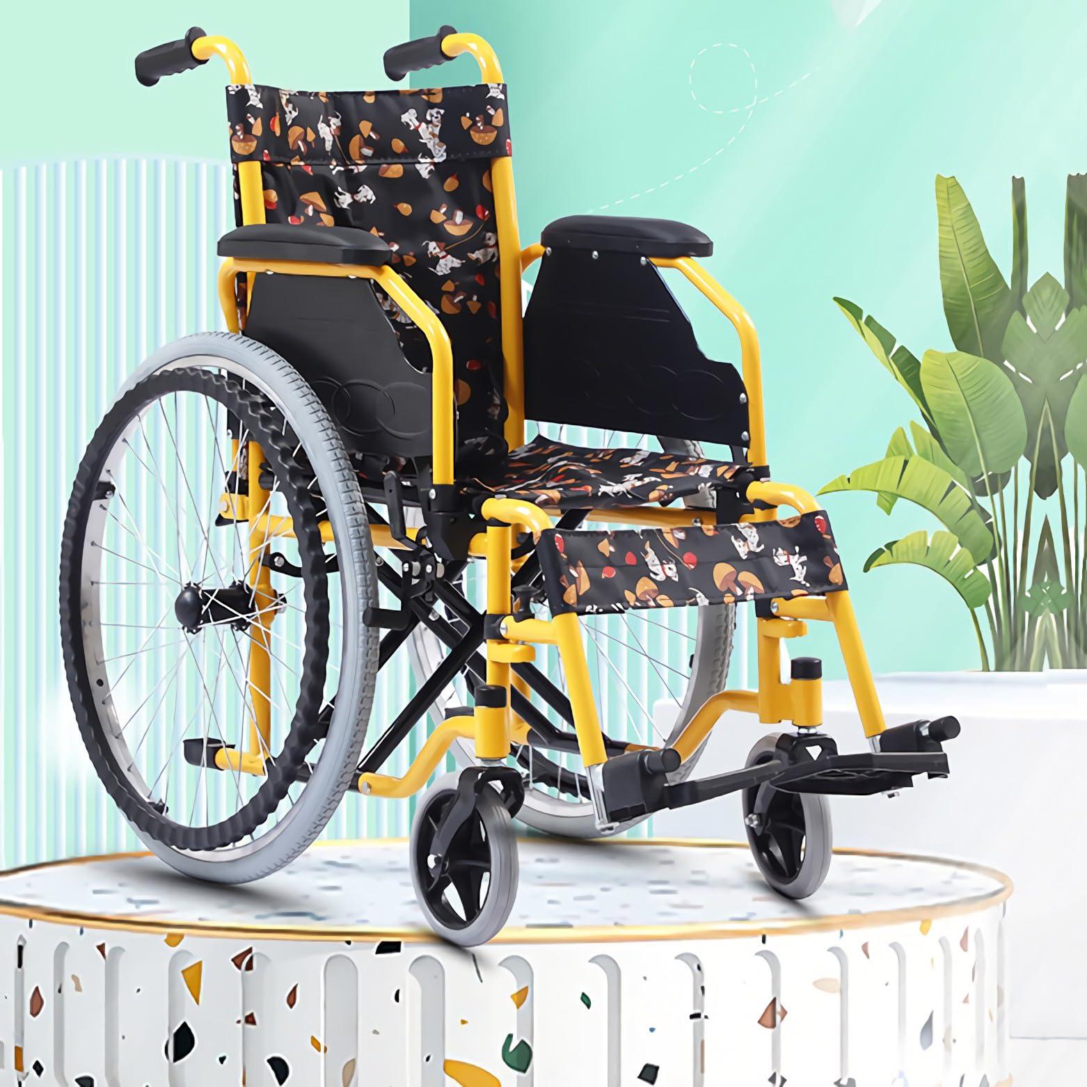 CUIOT Pediatric Wheelchair for Kids & Children, Lightweight Folding Manual Wheelchairs W/Safety Belt, Flip-Back Desk-Length Arms & Removable Swing-Away Leg Rests, 20.5 Inch Seat Width Bariatric Wheel Chair