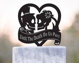 snzazhe Halloween wedding heart skull cake topper,heart skull wedding cake topper,sugar skull wedding topper,zombie wedding skull cake topper,Unique Wedding Topper Party Decor Custom Your Favor Color.