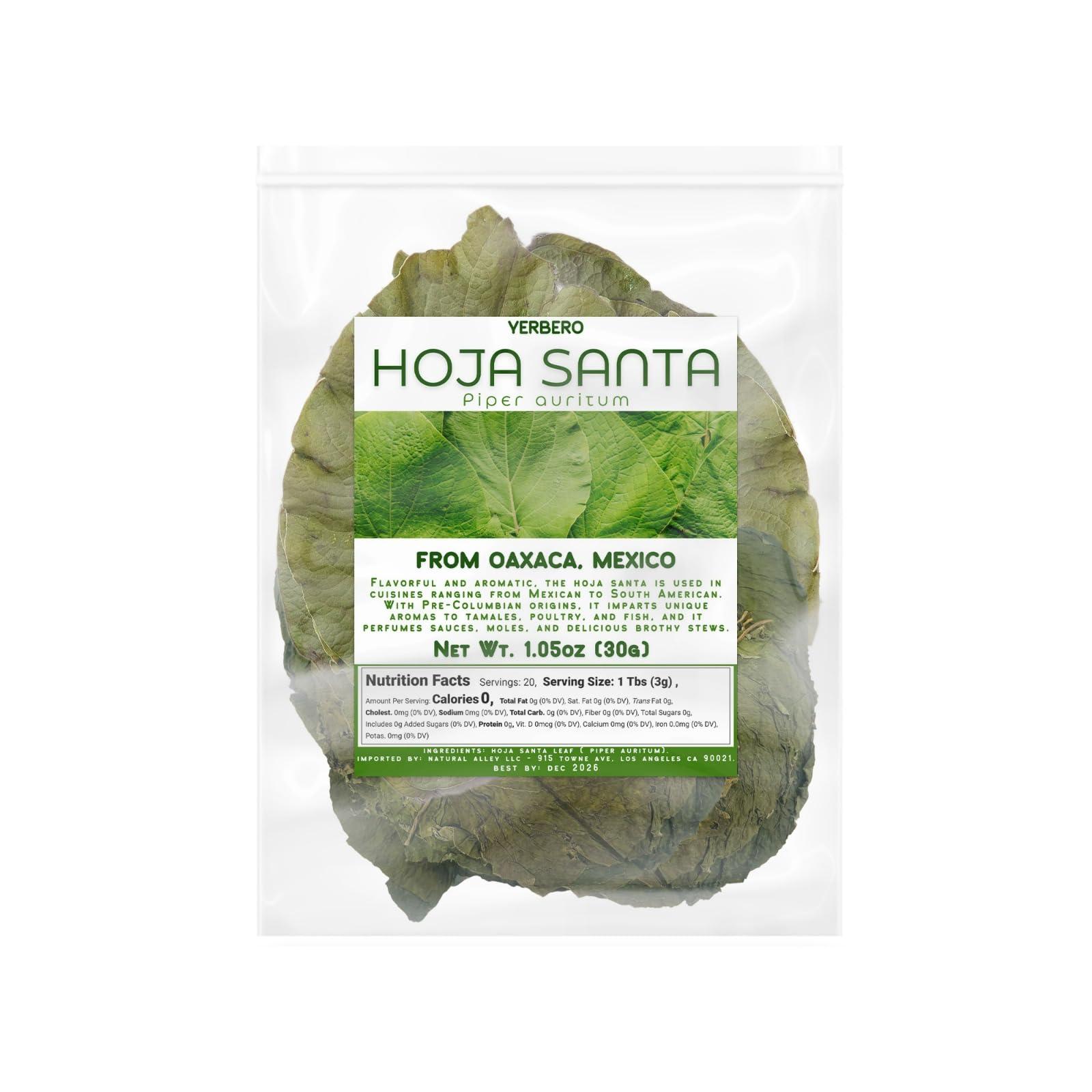 YERBERO Yerbero - Whole Premium Dried Hierba Santa Leaves 1.05 oz (30g) (25+ Leaves Per Bag) | Hoja De Hierba Santa Entera |100% Natural | Mexican Pepper Leaf Acuyo From Mexico | For use in Mexican Dishes, Tamales, Pozole, Carne Asada, Moles.