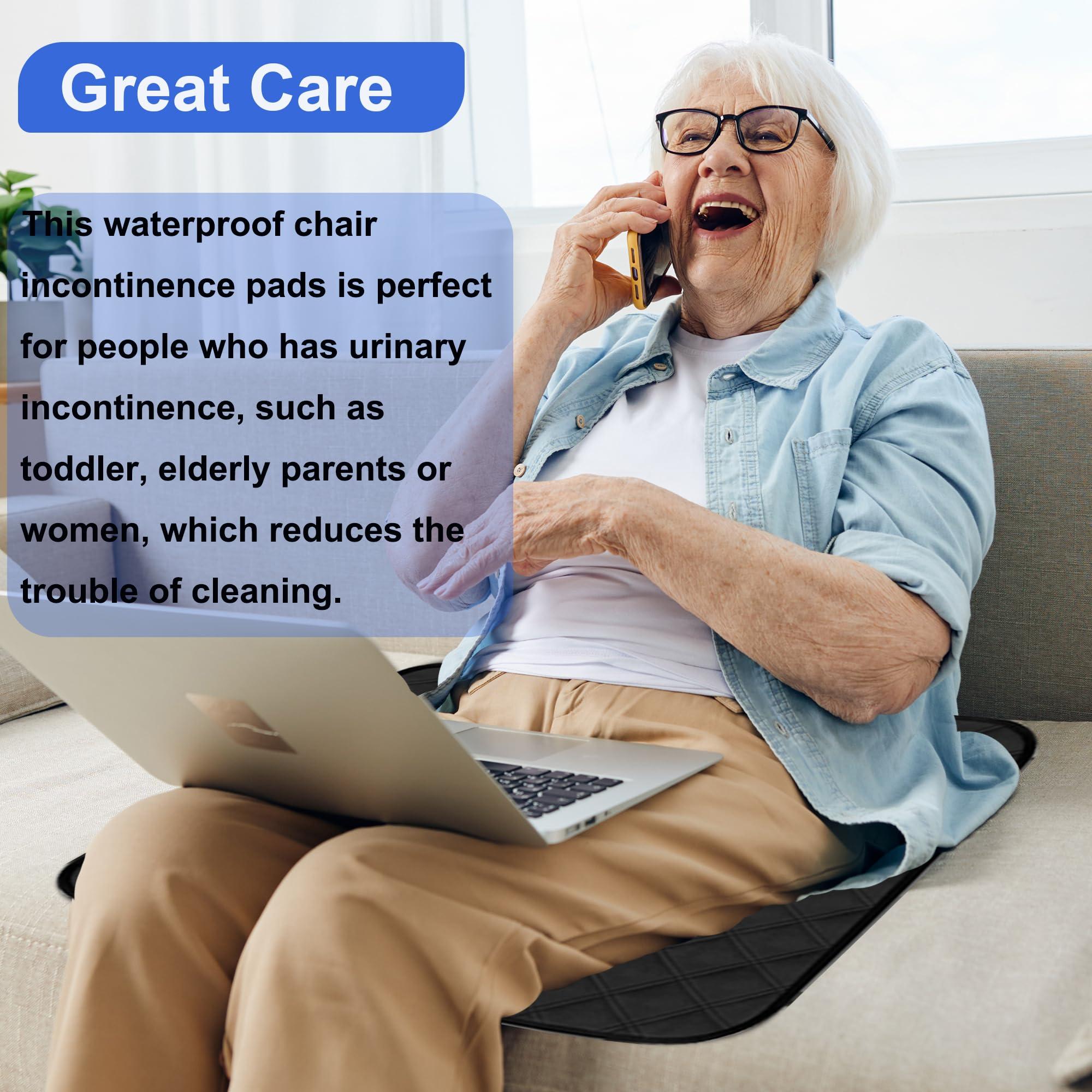 HUNAIGEE HUNAIGEE Washable Seat Protector Pads Waterproof Chair Pads for Incontinence for Adults Reusable Seat Pads Incontinence Seat Cover for Bed Wheelchair Ultra Soft 4-Layer 21\"X22\" 3 Pack Black