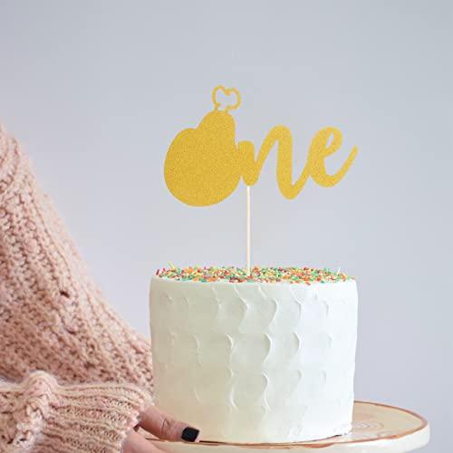 Yrrue 1st Birthday Cake Topper Decoration - Gold Glitter One Cake Topper For Baby,cute cake topper Smash Cake Decor Photo Booth Props (1st birthday cake topper-D1)