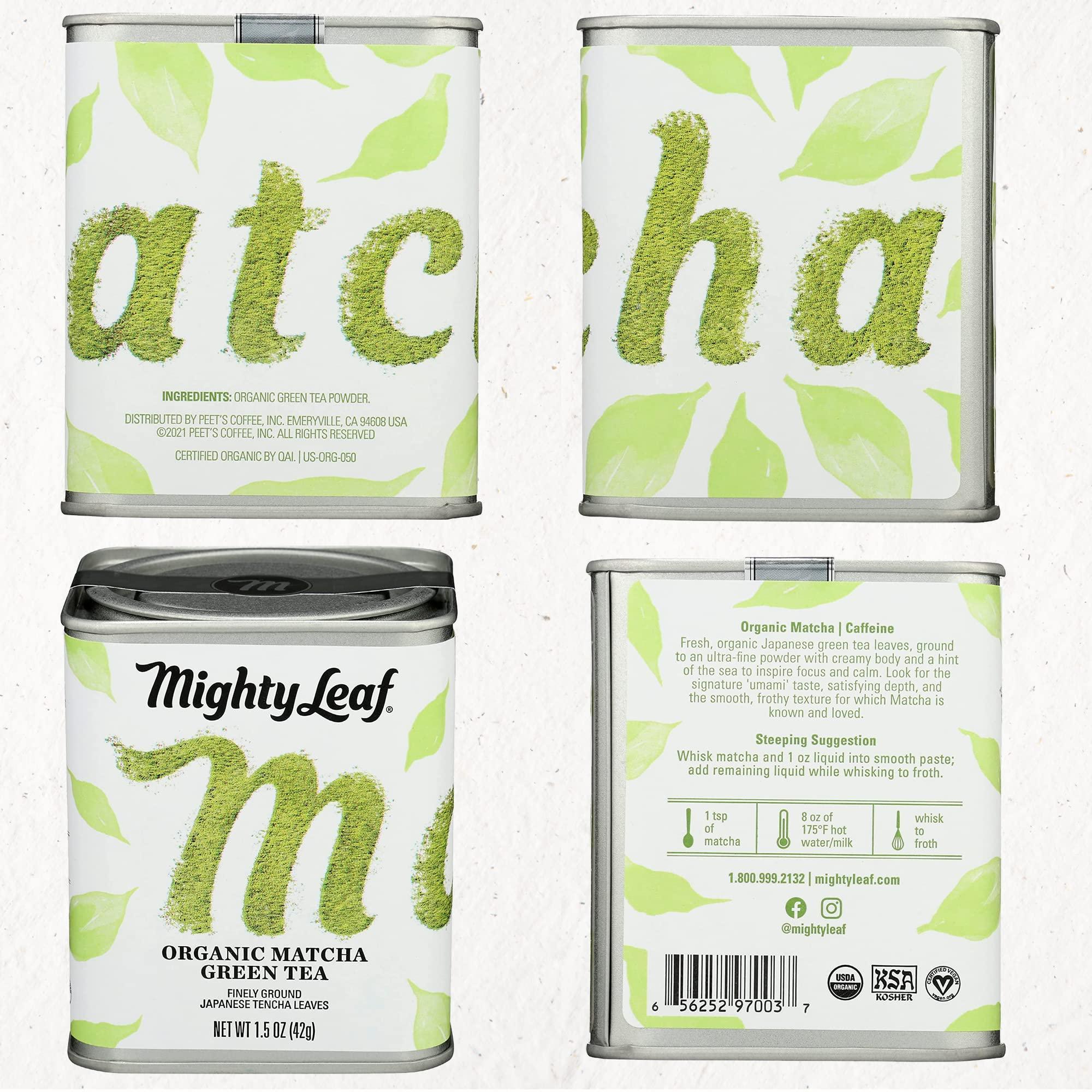 Mighty Leaf Mighty Leaf Organic Matcha Green Tea, Premium Japanese Powder, 1.5 oz Bag Each (Pack of 3)