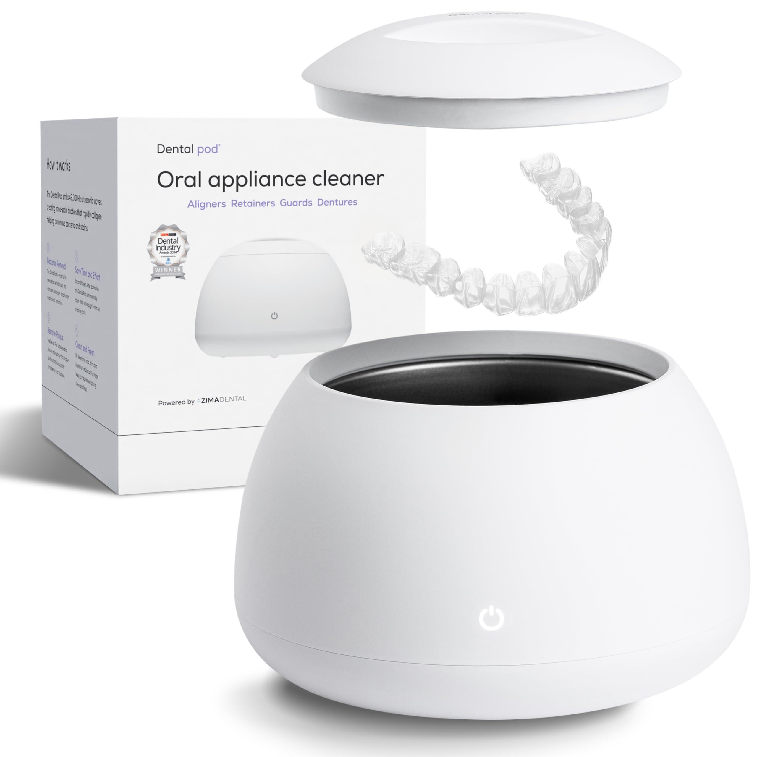 Zima Dental Zima Dental Pod | Arctic White | Ultrasonic Retainer Cleaner Machine | Aligner, Nightguard, Mouth Guard, Denture Cleaner | Oral Dental Care FSA HSA Approved