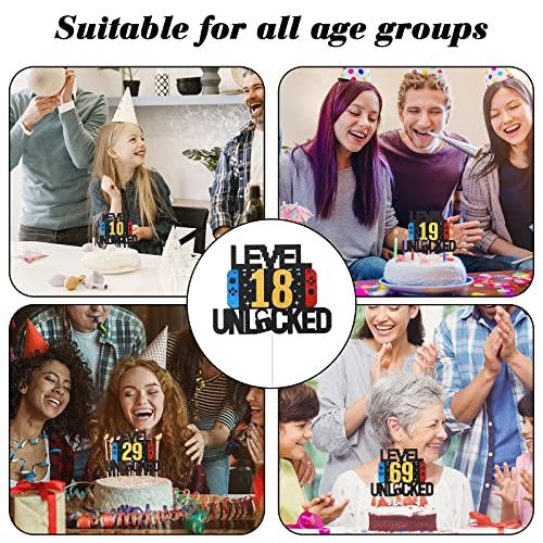 Prasacco Prasacco Level Unlocked Birthday Cake Topper DIY Level Up Happy Birthday Cake Topper Video Gaming Themed Party Decorations for Kids Boys Girls Gamer