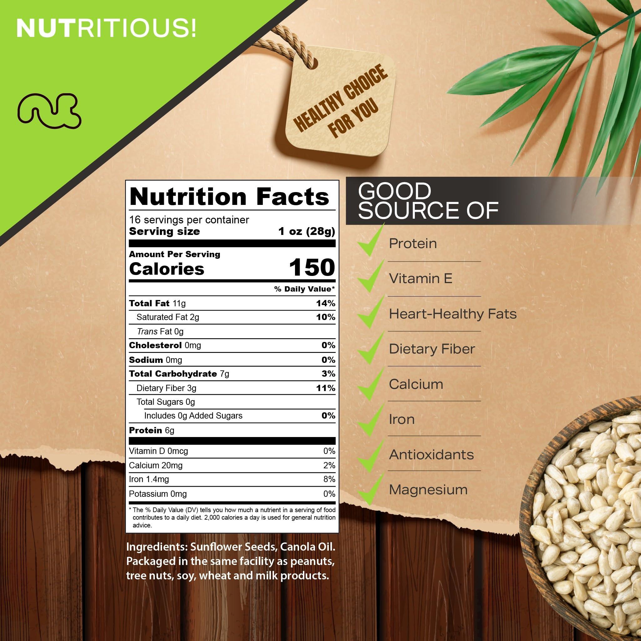 Nut Cravings NUT CRAVINGS - Roasted Unsalted Sunflower Seeds Kernels to eat, No Shell Hulled (80oz - 5 LB) Bulk Nuts Packed Fresh in Resealable Bag - Healthy Protein Snack, All Natural, Keto, Vegan, Kosher