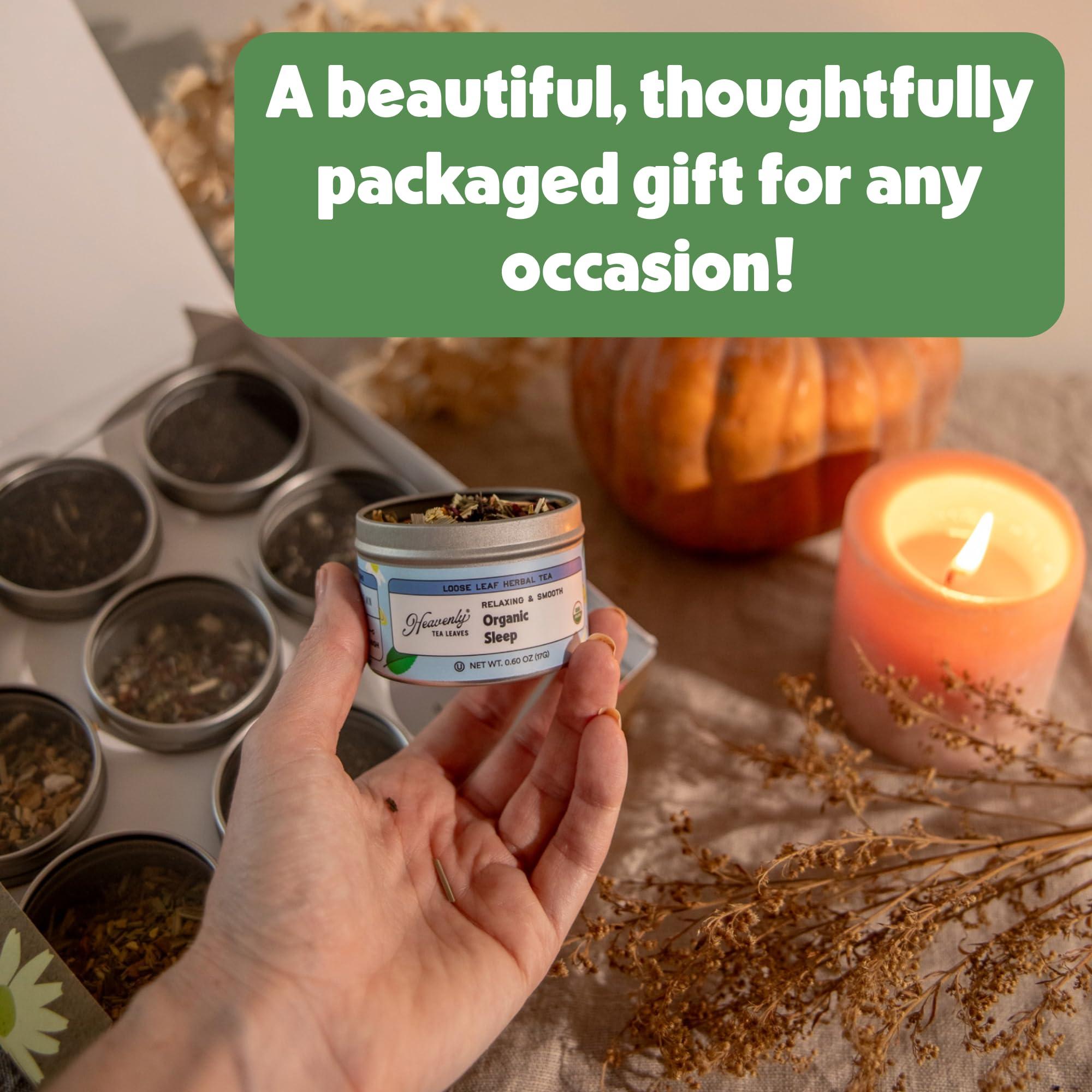 Heavenly Tea Leaves Heavenly Tea Leaves Organic Loose Leaf Herbal Tea Sampler (Approx. 90 Cups of Tea), 9 Naturally Caffeine-Free Tisanes - Great Hot or Iced, Variety Pack, Assorted Gift Set, Health & Immune Support