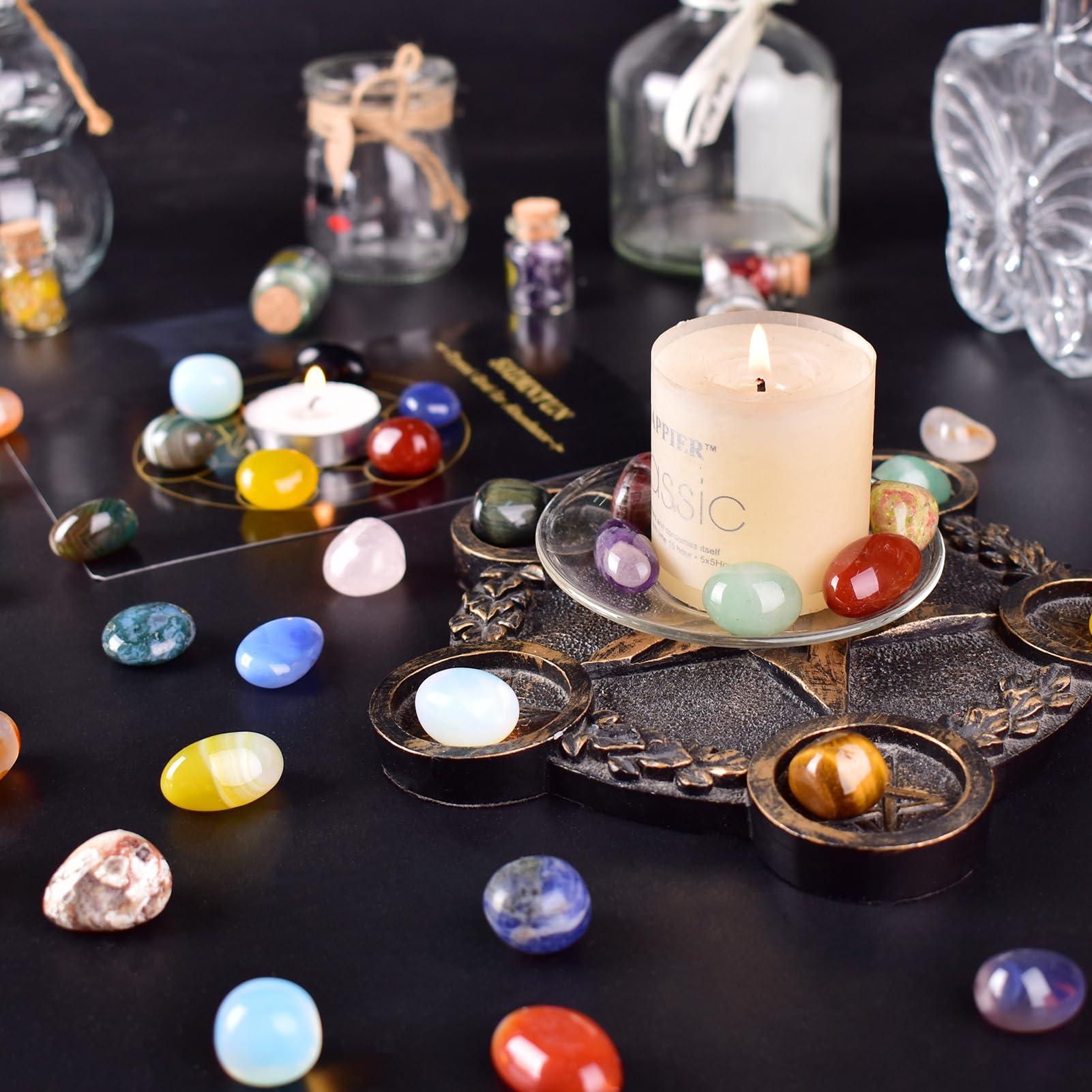 SigMntun SigMntun Polished Healing Crystals Stone Set, 24 Types of 0.6" Handpicked Tumbled Stones for Healing, Reiki, Meditation, Crafting, Home Decor, Ethically Sourced, Mixed-96