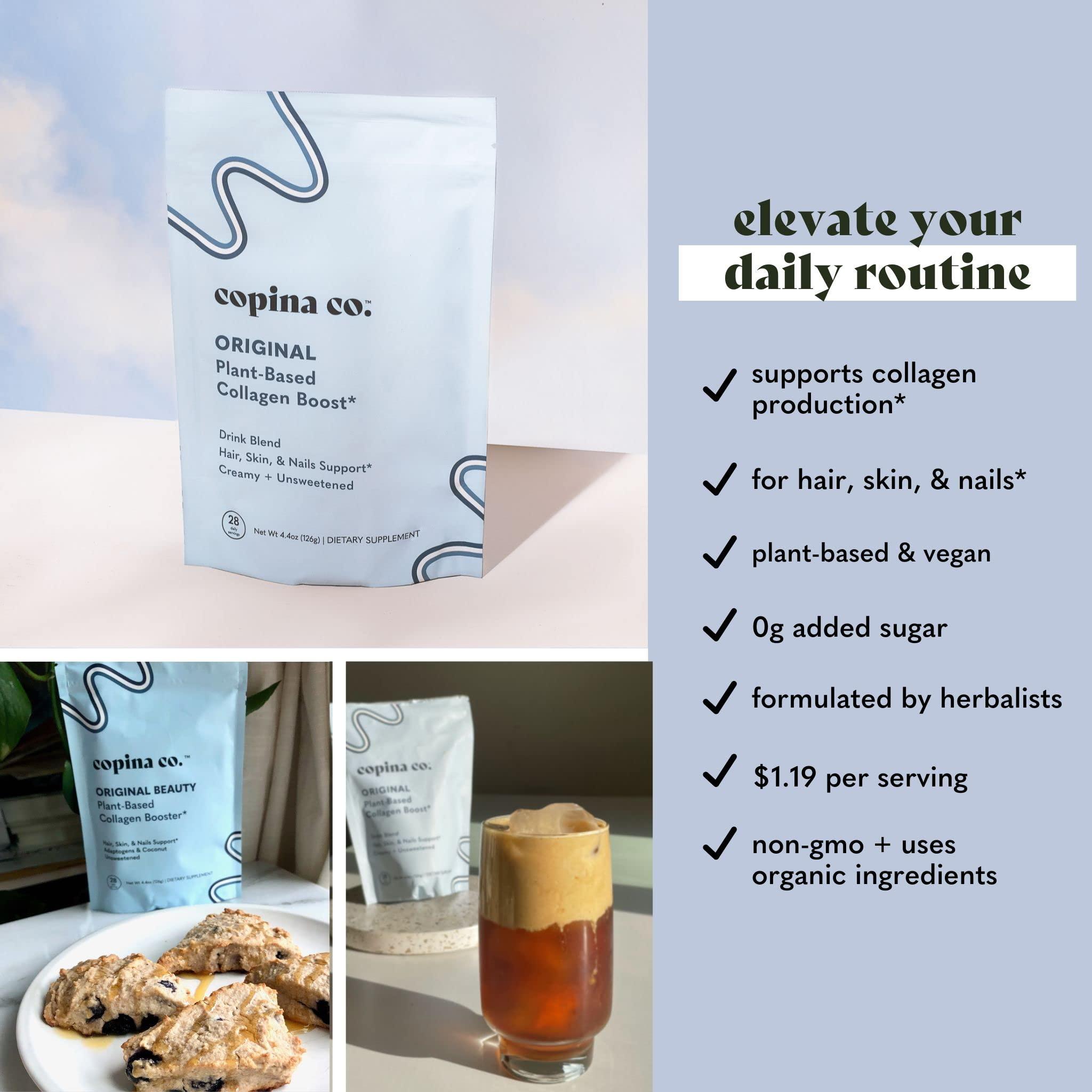 Copina Co. Copina Co Original Vegan Collagen Booster Creamer Mix: Plant Based Collagen Support Smoothie Drink Vegan Creamy Blend | Original Flavor | 3 Bags - 25 Servings per Bag