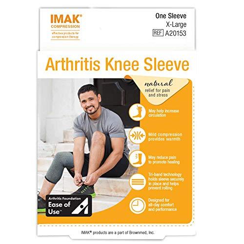 IMAK IMAK Brownmed Compression Arthritis Knee Sleeve - Knee Compression Brace to Support Arthritis, Joint Pain & Circulation - Knee Support for Men & Women - Medium