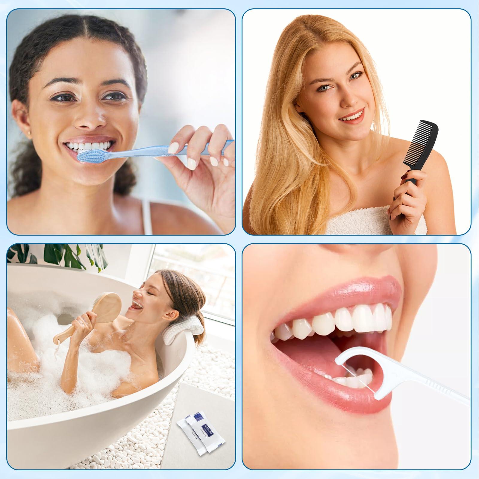 HQSLsund HQSLsund 25 Sets Personal Hygiene Kit, Disposable Toothbrushes with Toothpaste Floss Comb Soap and Cover, Toiletry Kits Homeless Bulk for Women,Men,Travel