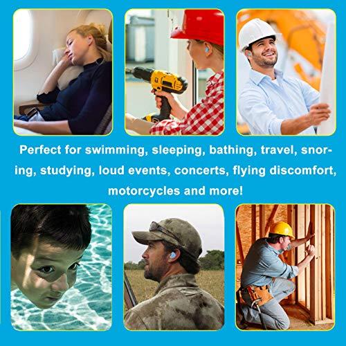 Spaxwlk Ear Plugs for Sleeping Noise Cancelling, Reusable Silicone Soft Moldable Waterproof Sound Blocking Earplugs for Swimming, Snoring, Working, Airplanes, Shooting, Musicians, 32dB Highest NRR Blue