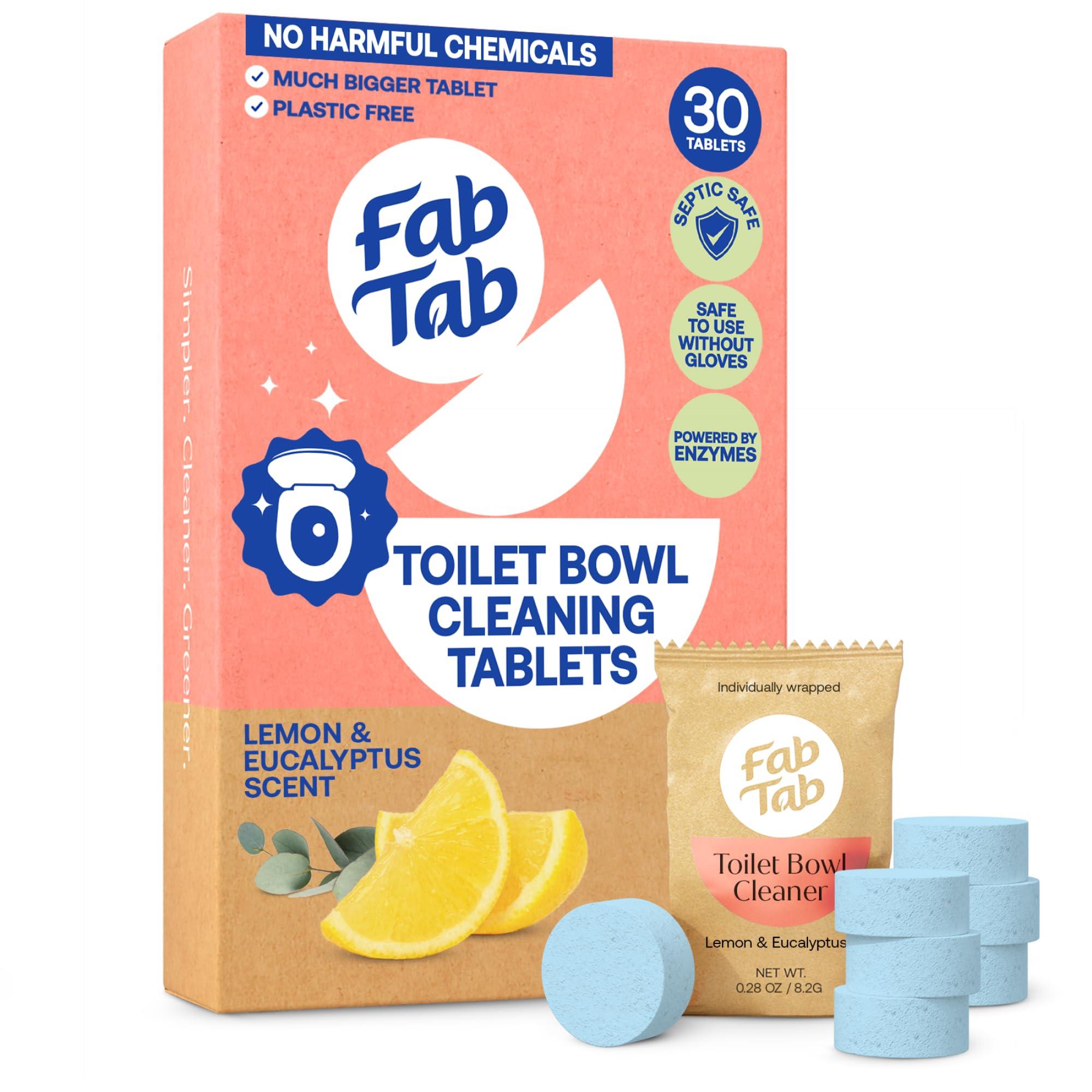 Fab Tab Fab Tab Toilet Bowl Cleaner Tablets- No Harsh Chemicals | Removes Rust & Stains | Natural Cleaning Products | Family and Pets approved Plastic-Free