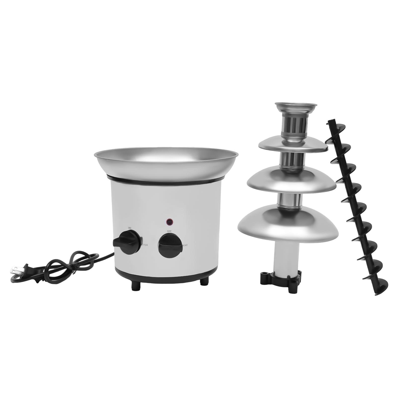 Goudergo 4 Tiers Chocolate Fountain Machine,170W Stainless Steel Chocolate Melting Pot, 8.5 * 18.1in Fhocolate Fountain Toolfor Family Gatherings, Anniversaries, Weddings
