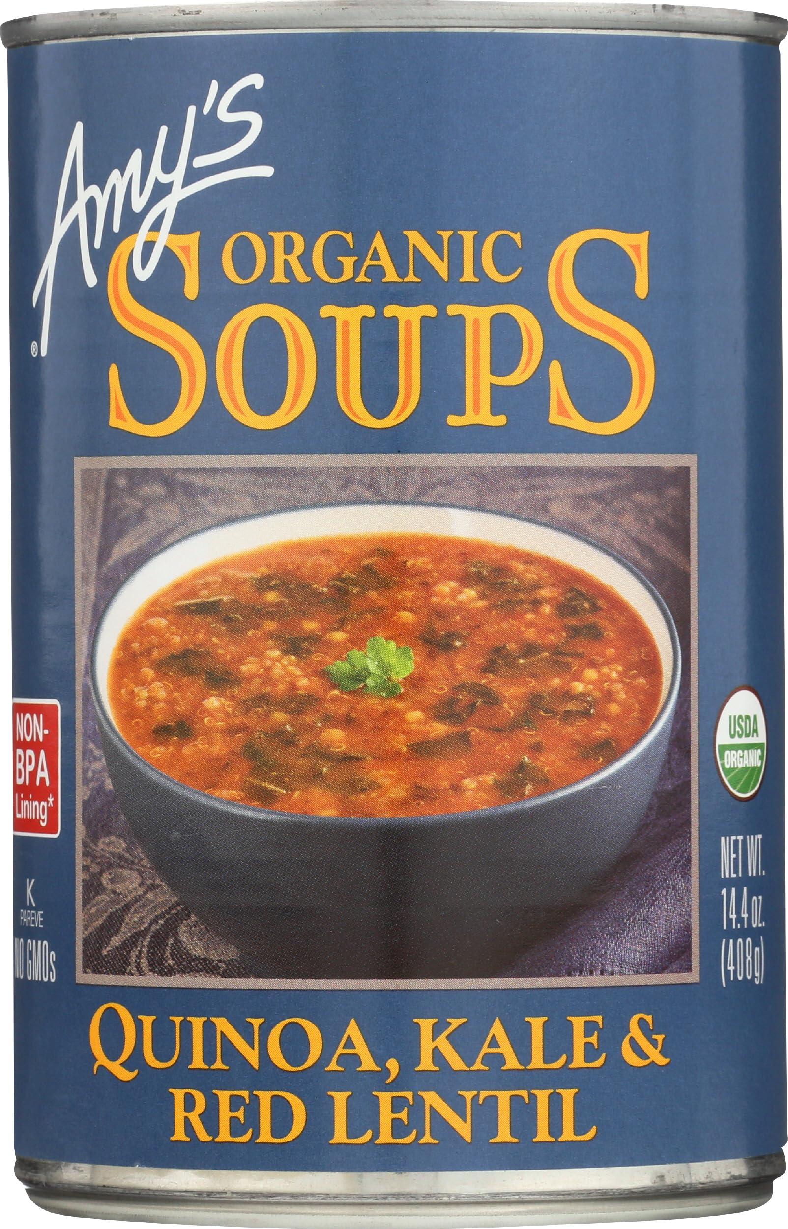 Amy's Amy\'s Soup, Vegan Quinoa, Kale and Red Lentil Soup, Gluten Free, Made With Organic Vegetables and Lentils, Canned Soup, 14.4 Oz