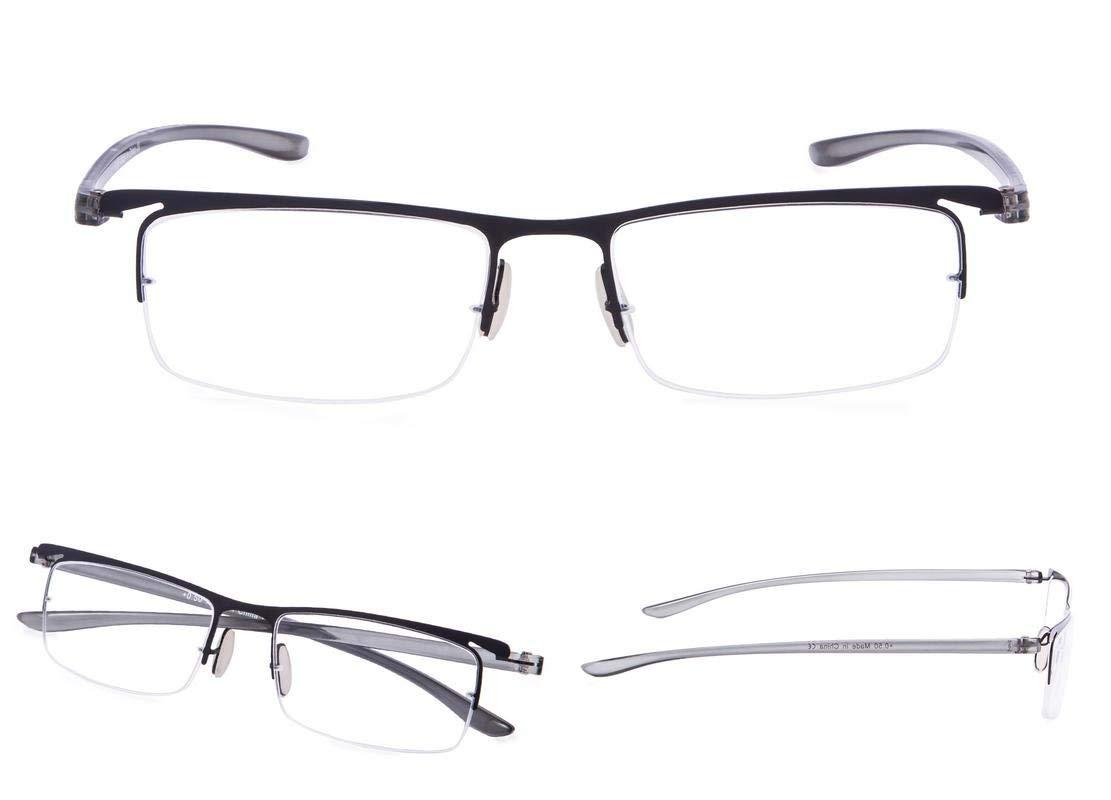 LUR LUR Half Rim Reading Glasses for Men 3 pack Half-Rim Readers (Black)