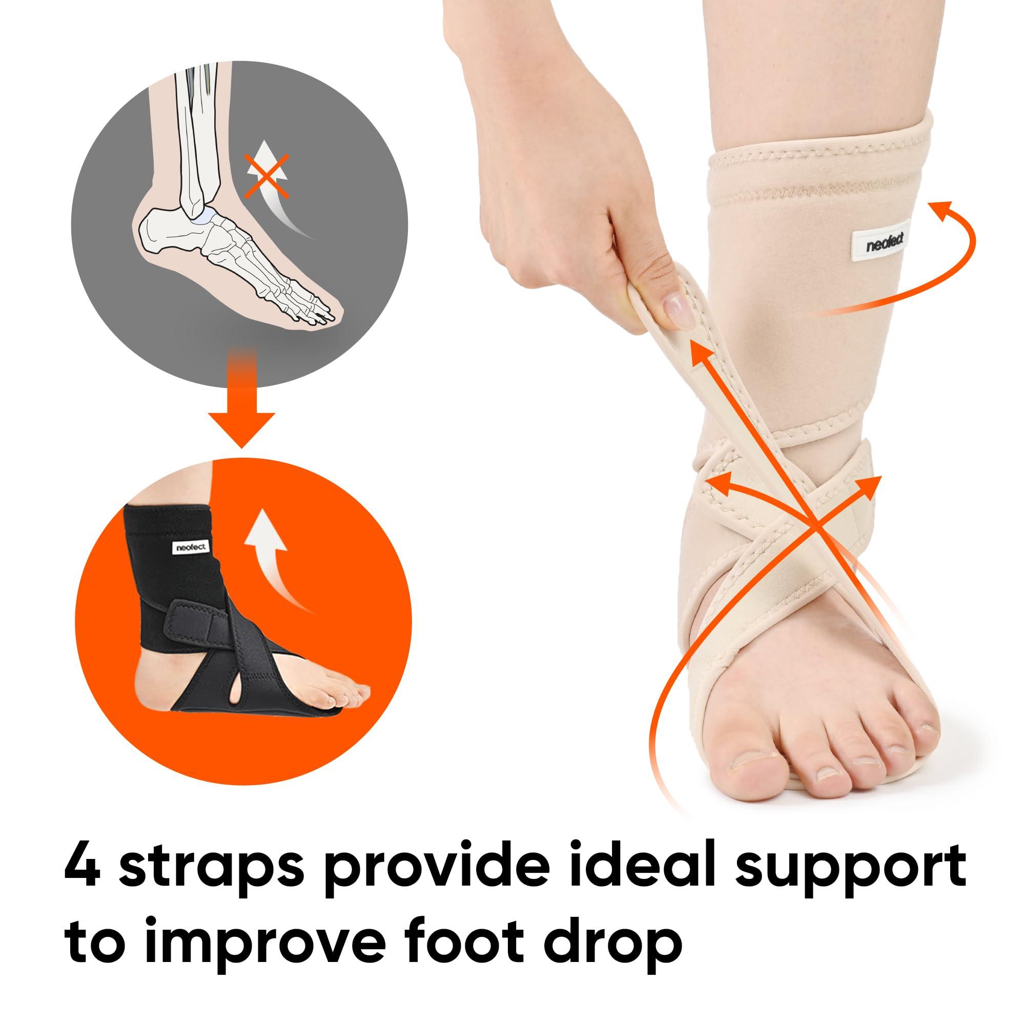 NEOFECT NEOFECT Drop Foot Brace Beige Right AFO Foot Drop Brace for Walking, Drop Foot Brace with Shoes, Stroke Recovery Equipment, Foot Drop Brace for Sleeping, Adjustable Ankle Brace (Right)