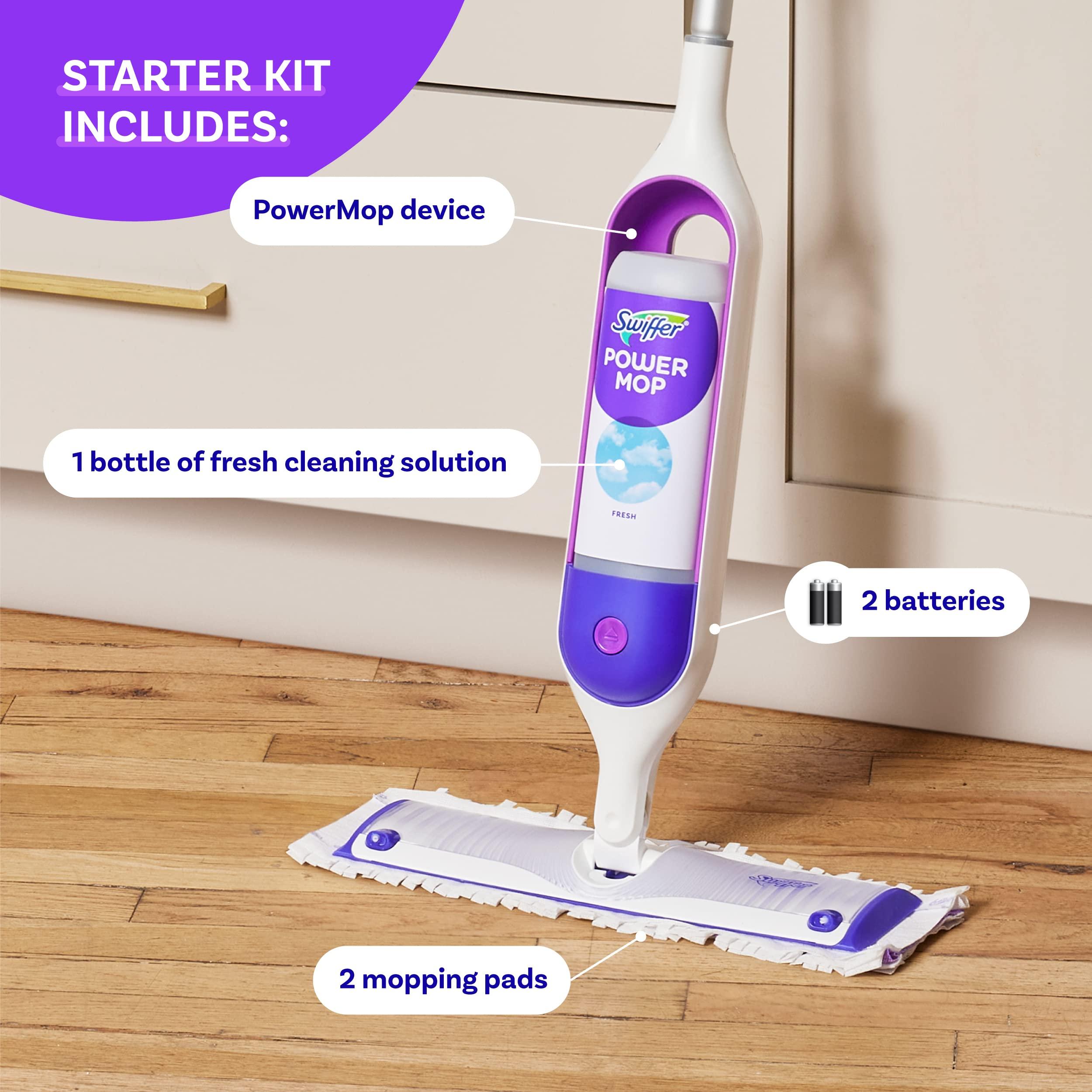 Swiffer Swiffer PowerMop Multi-Surface Mop Kit for Floor Cleaning, Includes PowerMop, 2 Mopping Pad Refills, 1 Cleaning Solution with Fresh Scent and 2 Batteries
