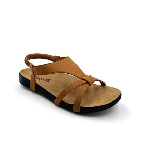 Zullaz Zullaz- Anna Orthotic Sandals for Women, Stylish & Elegant Comfortable with Biomechanical Arch Support - Beige, Size 6