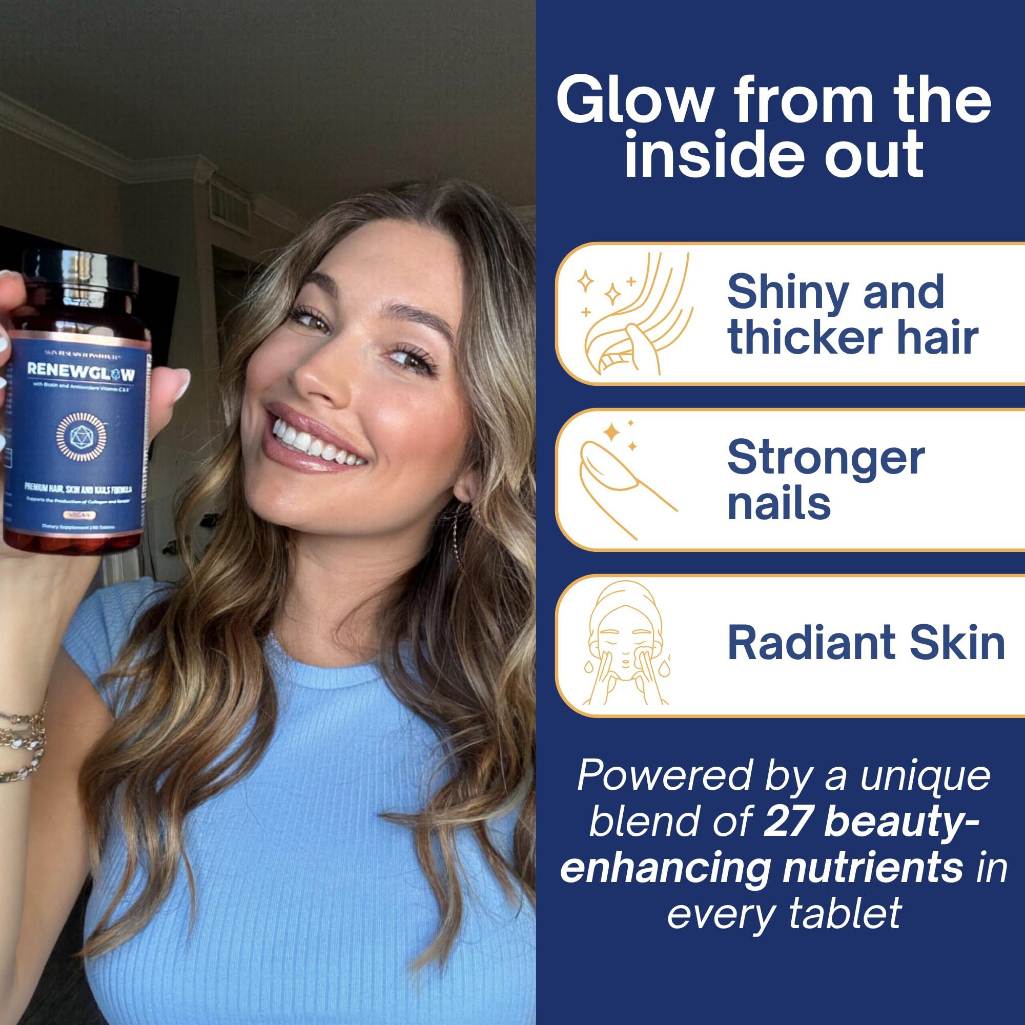 Skin Research Institute Skin Research Institute Renewglow Biotin Supplement - Vegan Friendly - Healthy Skin, Nail, and Hair 3 Pack