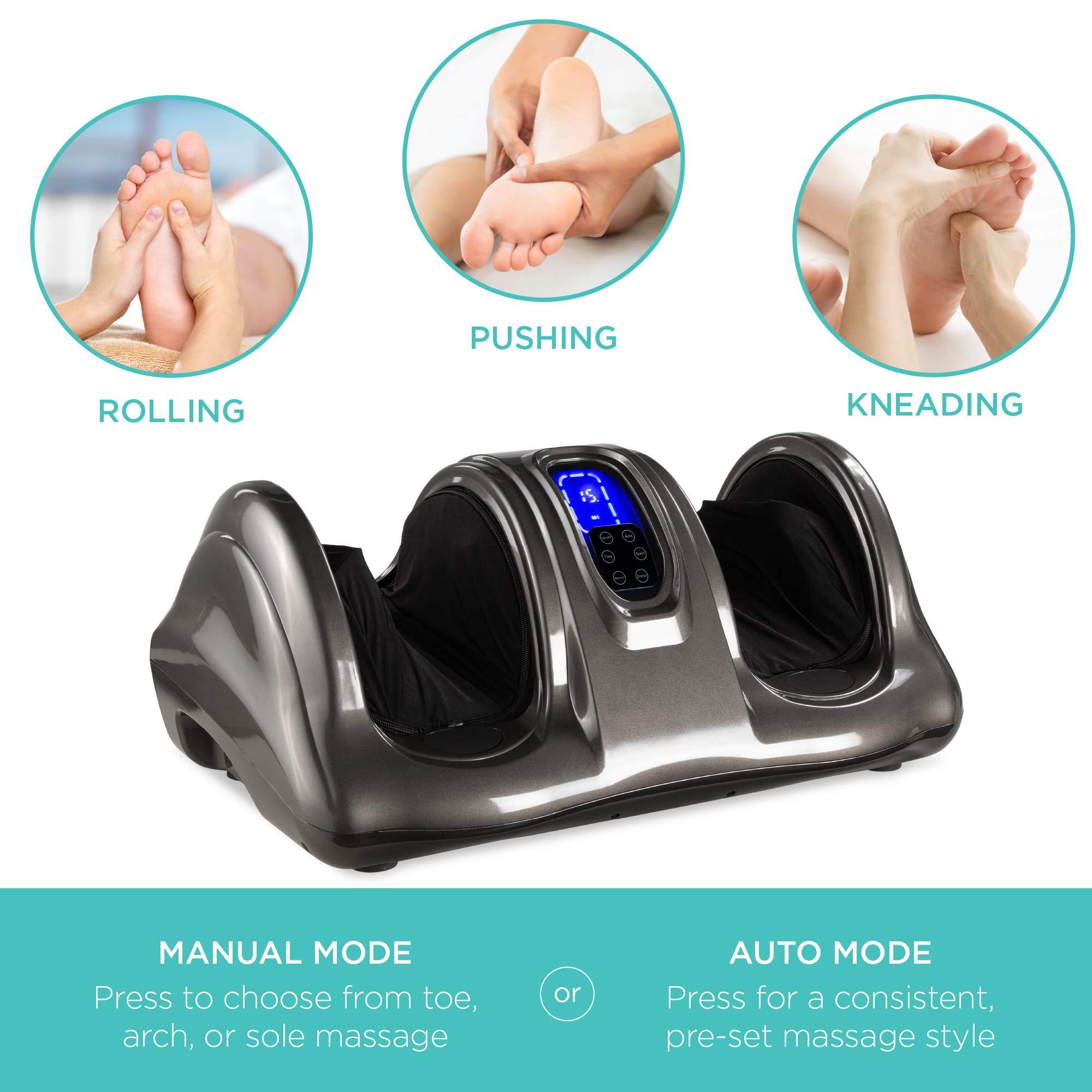 Best Choice Products Best Choice Products Foot Massager Machine Shiatsu Foot Massager, Therapeutic Reflexology Kneading and Rolling for Feet, Ankle, High Intensity Rollers, Remote, Control, LCD Screen - Gray