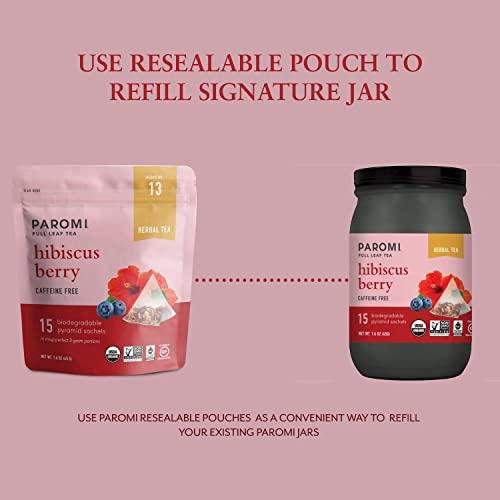 Paromi Paromi Hibiscus Berry Organic Herbal Tea, Signature Jar, 15 Count