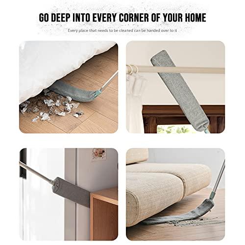 Sungrando 2 PCS Retractable Gap Dust Cleaner, Gap Dust Brush for Cleaning Under Appliances, Microfiber Hand Duster Removable and Washable Gap Cleaning Brush Cleaning Tools for Home Bedroom Kitchen