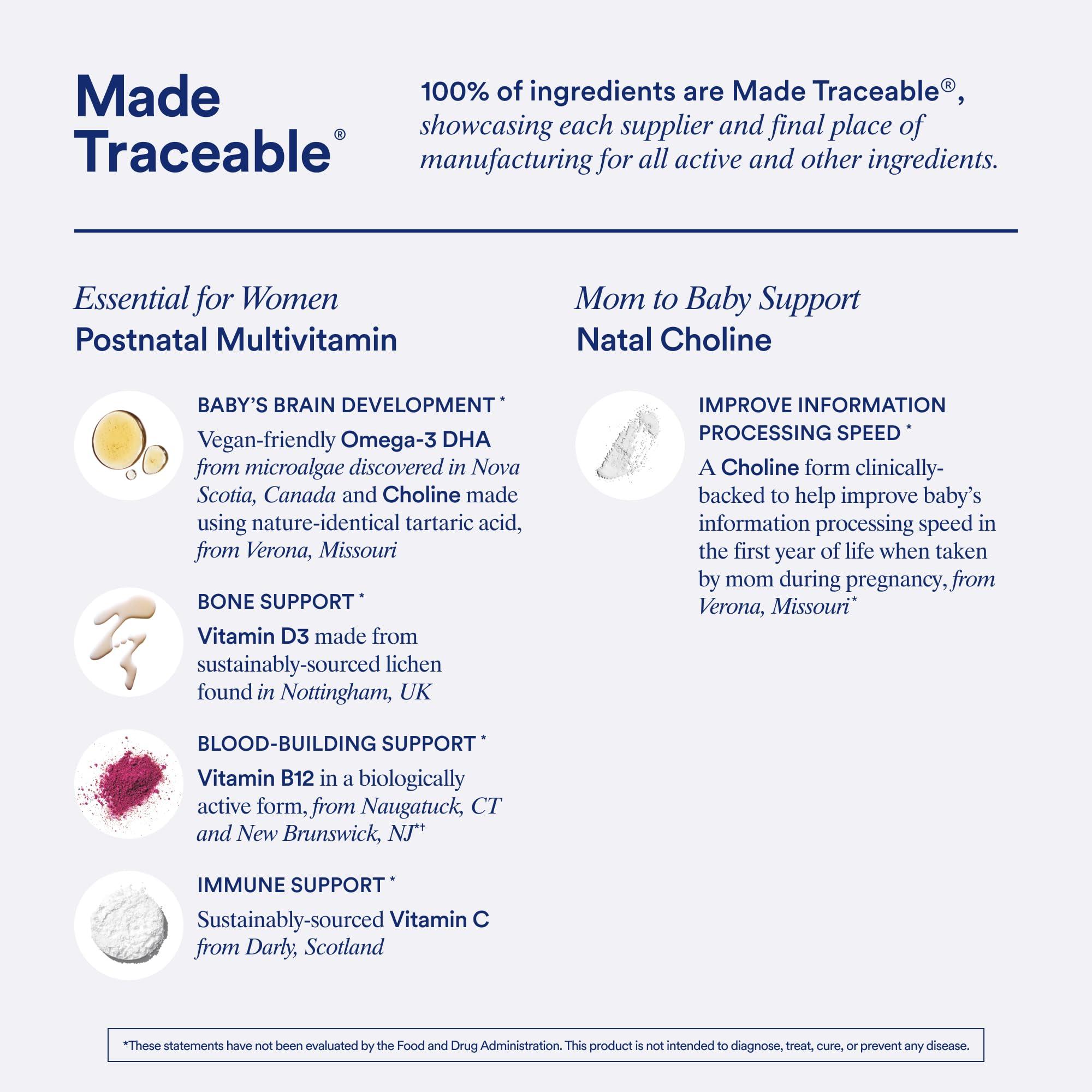 Ritual Ritual Postnatal Mom-to-Baby Set, Postpartum Multivitamin and Natal Choline Supplements, Supports Lactation, Immune Function, and Baby\'s Cognitive Function