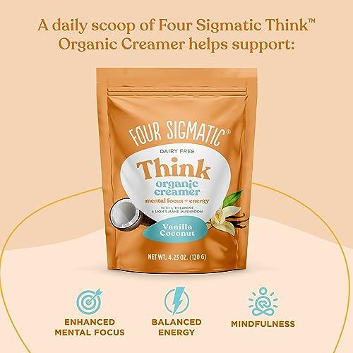 Four Sigmatic Four Sigmatic Think Vanilla Coconut Coffee Creamer | Organic Non Dairy Coffee Creamer with Lions Mane and L-theanine | Vanilla, 4.23 oz