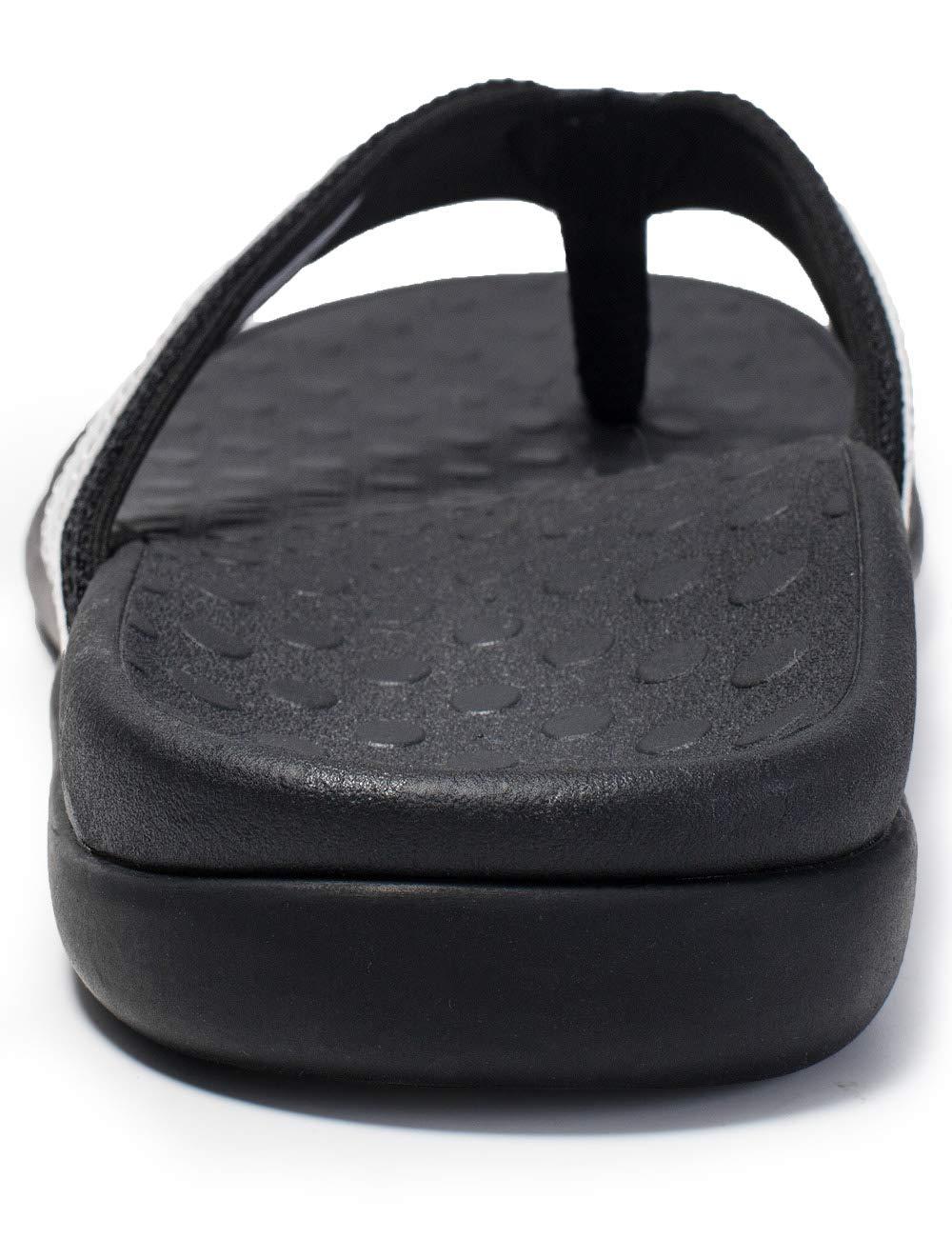 LLSOARSS LLSOARSS Plantar Fasciitis Feet sandal with Arch Support - Best Orthotic flip flops for Flat Feetheel pain- for Women (9, Matt Silver)