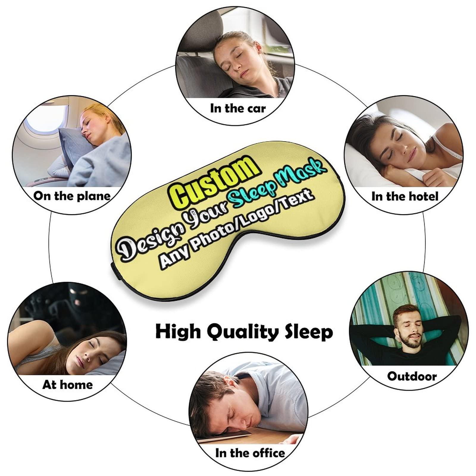 HXHX Personalized Sleep Mask - Custom Eye Mask Add Picture Logo or Text, Adjustable/Soft/Light Blocking, Design Your Own Customized Eye Mask for Kids Women Men Khaki Style17