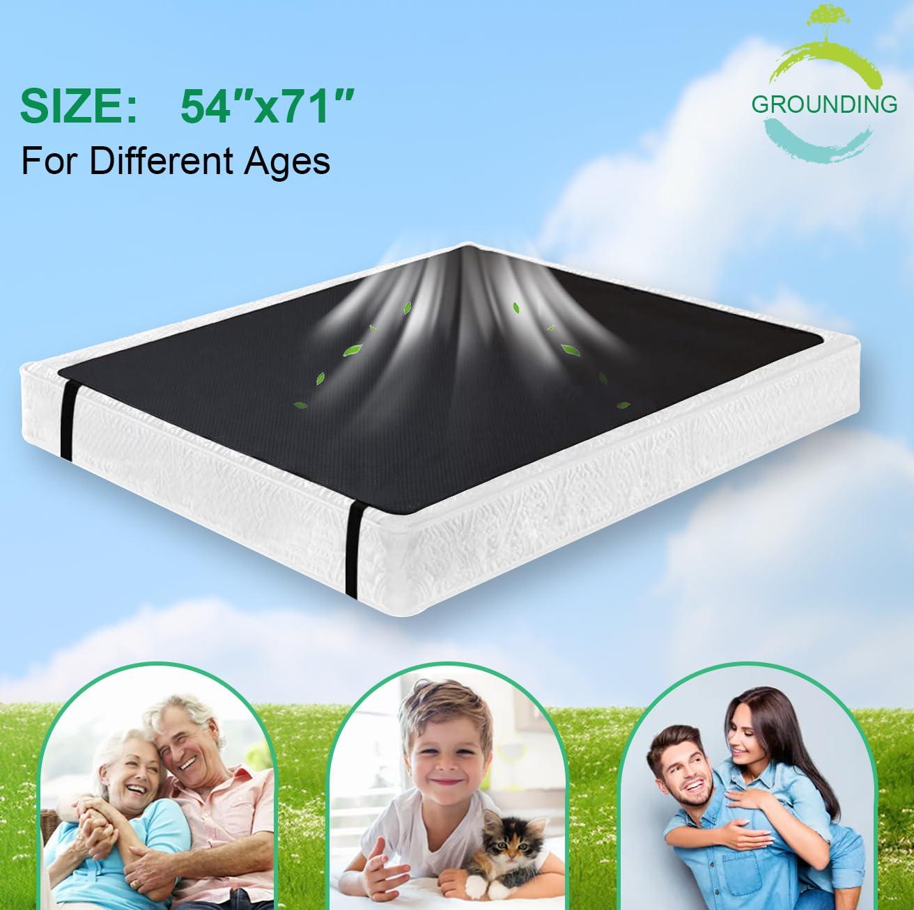 NeatEarthing Grounding Mat, Grounding Sleep Mat 54’’x 71’ Perforated Design 100% Conductive Carbon Leatherette Grounding Mats, Fits for Full Size