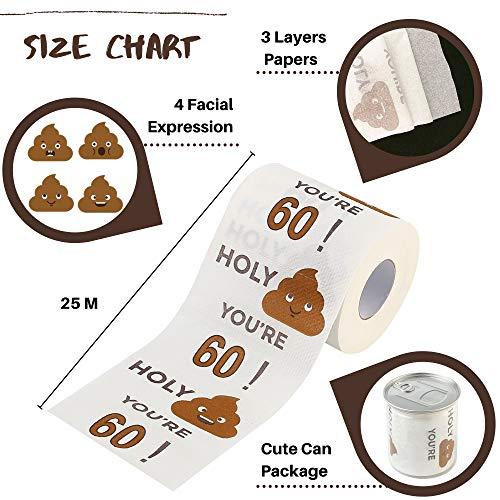 Winoo Design Happy 60th Birthday Gifts for Women and Men - 3-Ply Funny Toilet Paper Roll, Birthday Decorations for Him, Her, Novelty, Gag Funny Gift
