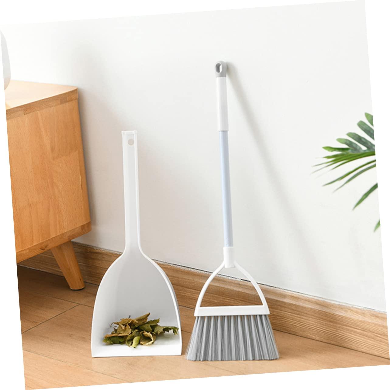 Ipetboom Dustpan Brush Set Mini Broom with Dustpan Little Housekeeping Helper Handle Upright Dustpan Floor Sweeping Tool for Home Office Shop Kitchen