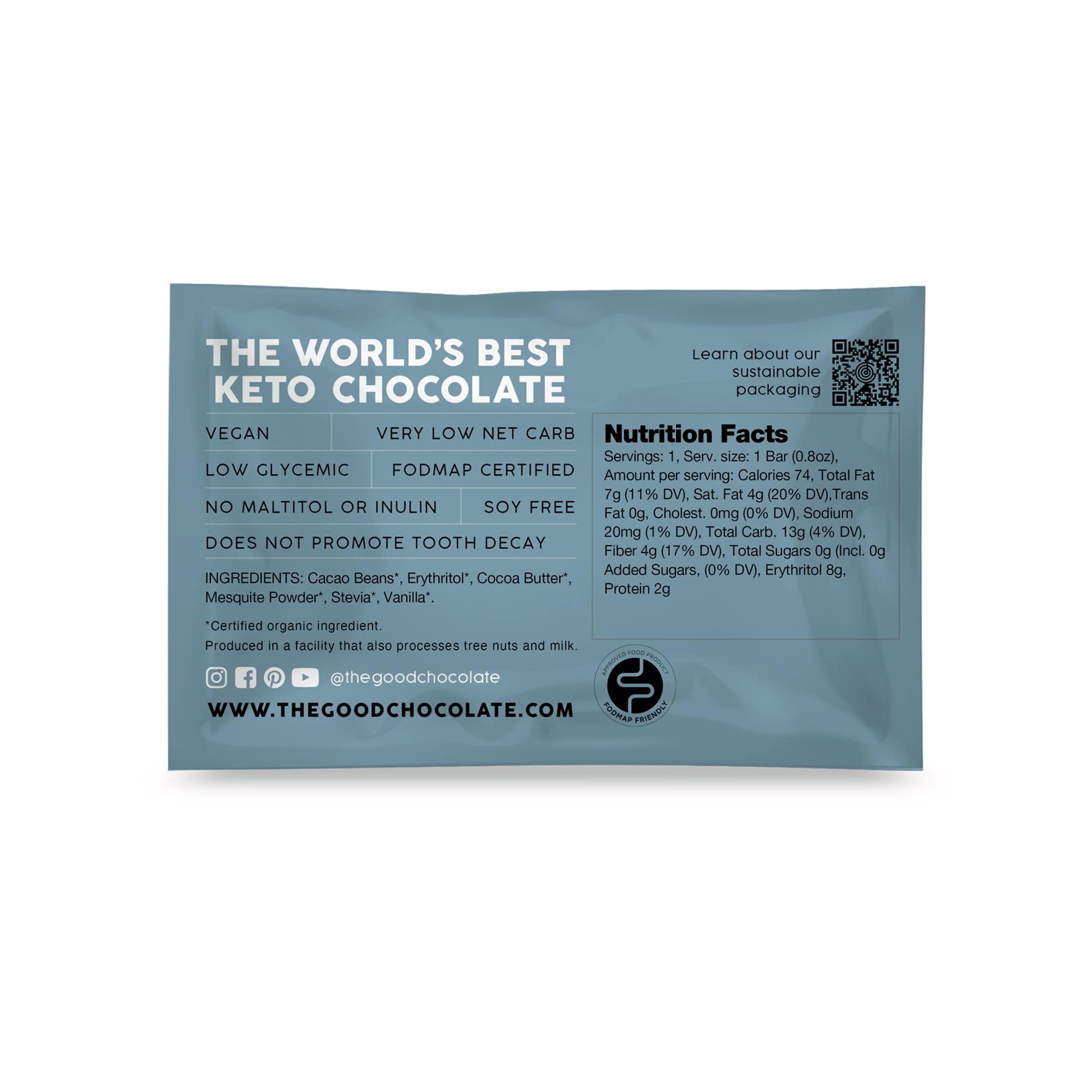 The Good Chocolate THE GOOD CHOCOLATE - Mini Signature Dark Chocolate Bars with Zero Sugar & Lower Net Carb - Keto Chocolate Bar Offers Lower Calorie Chocolate Candy - All Natural Non-GMO (Pack of 10)