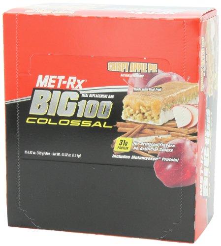 MET-Rx MET-Rx Big 100 Colossal Meal Replacement Bar, Crispy Apple Pie Bars, 3.52 Ounce (Pack of 12)