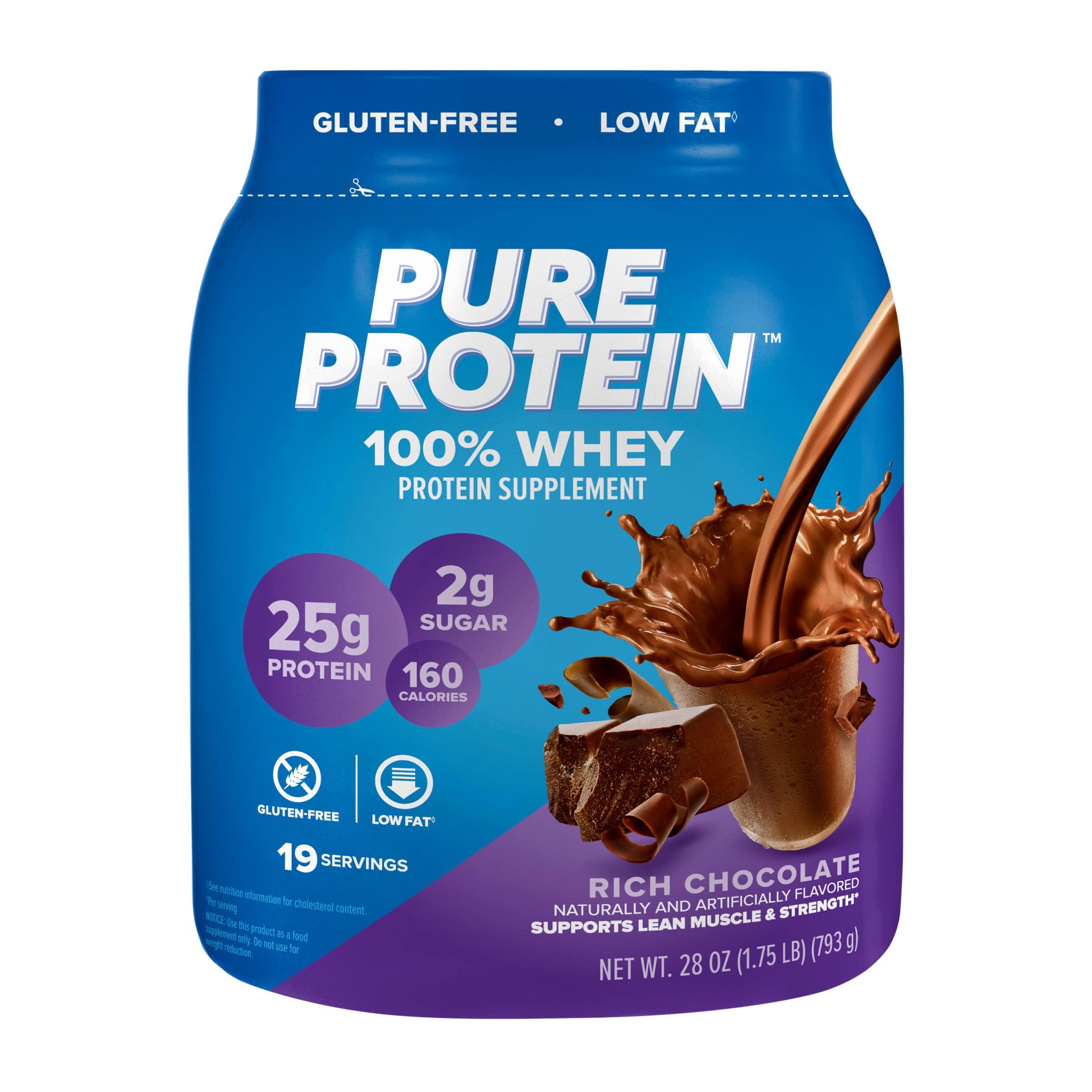 Pure Protein Pure Protein Chocolate Whey Protein Powder 1.75lb & Chocolate Deluxe Protein Bars 12 Count