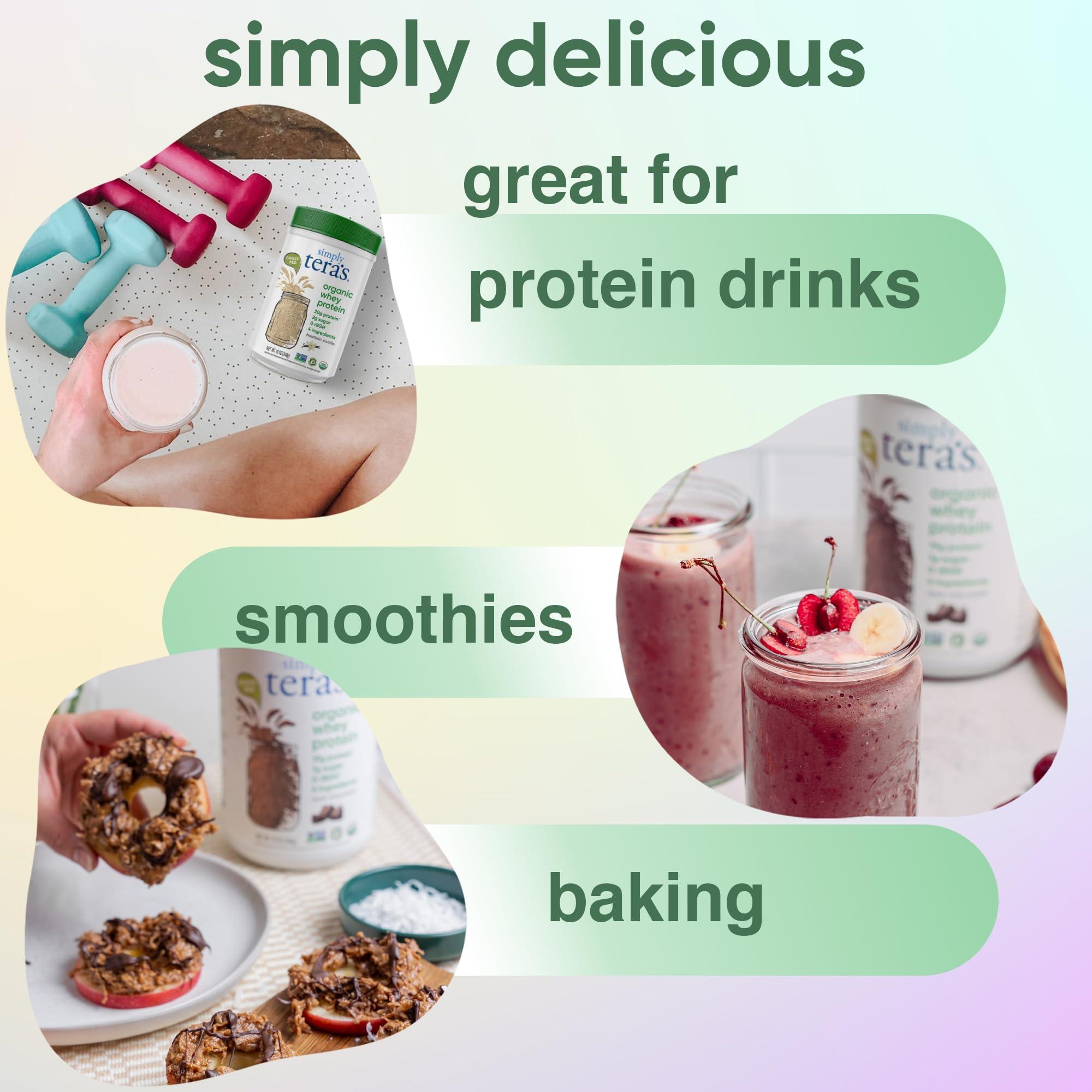 teraswhey Simply tera\'s Organic Whey Protein Powder - Vanilla Protein Powder, Grass Fed Whey Protein Powder, Clean Protein Powder Without Artificial Sweeteners, Non-GMO, Kosher, rBGH-Free, Organic - 12 Oz