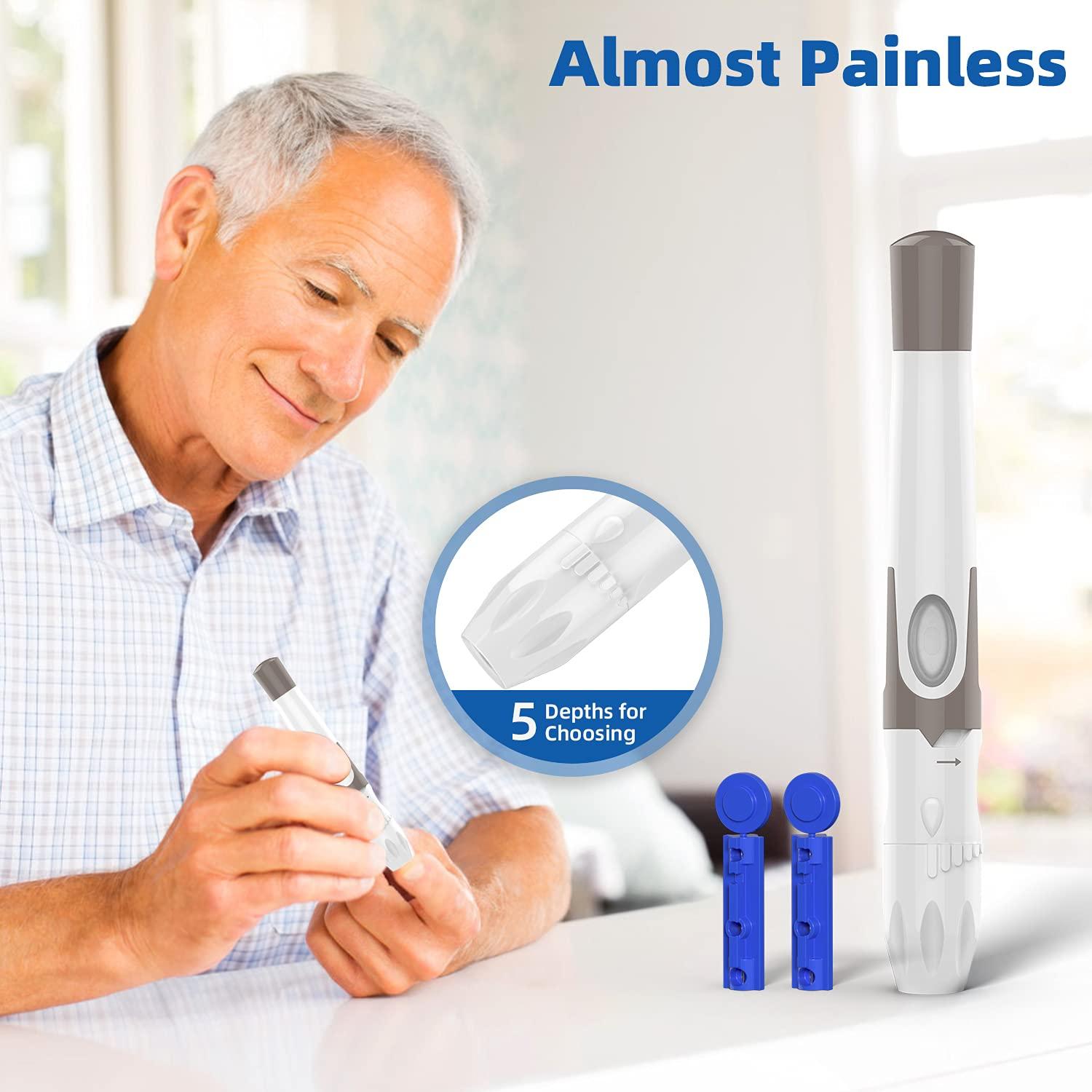 Metene Metene TD-4116 Blood Glucose Monitor Kit, 100 Glucometer Strips, 100 Lancets, 1 Blood Sugar Monitor, Blood Sugar Test Kit with Control Solution, Lancing Device, No Coding, Large Display