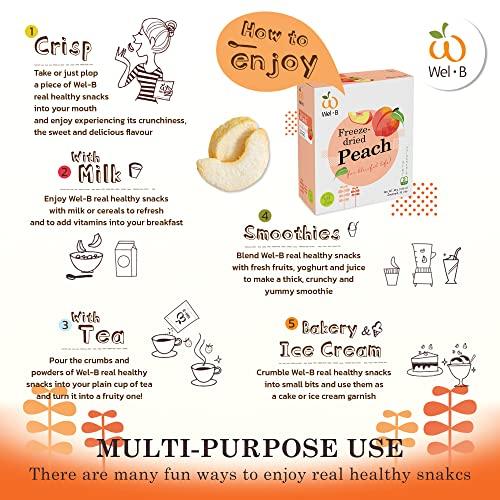 Wel-B Wel-B Freeze Dried Fruit Snacks, Fresh Peaches Freeze Dried to a Healthy, Crispy Texture While Retaining Natural Flavor and Nutrition, No Added Sugar or Preservatives (1.06oz)