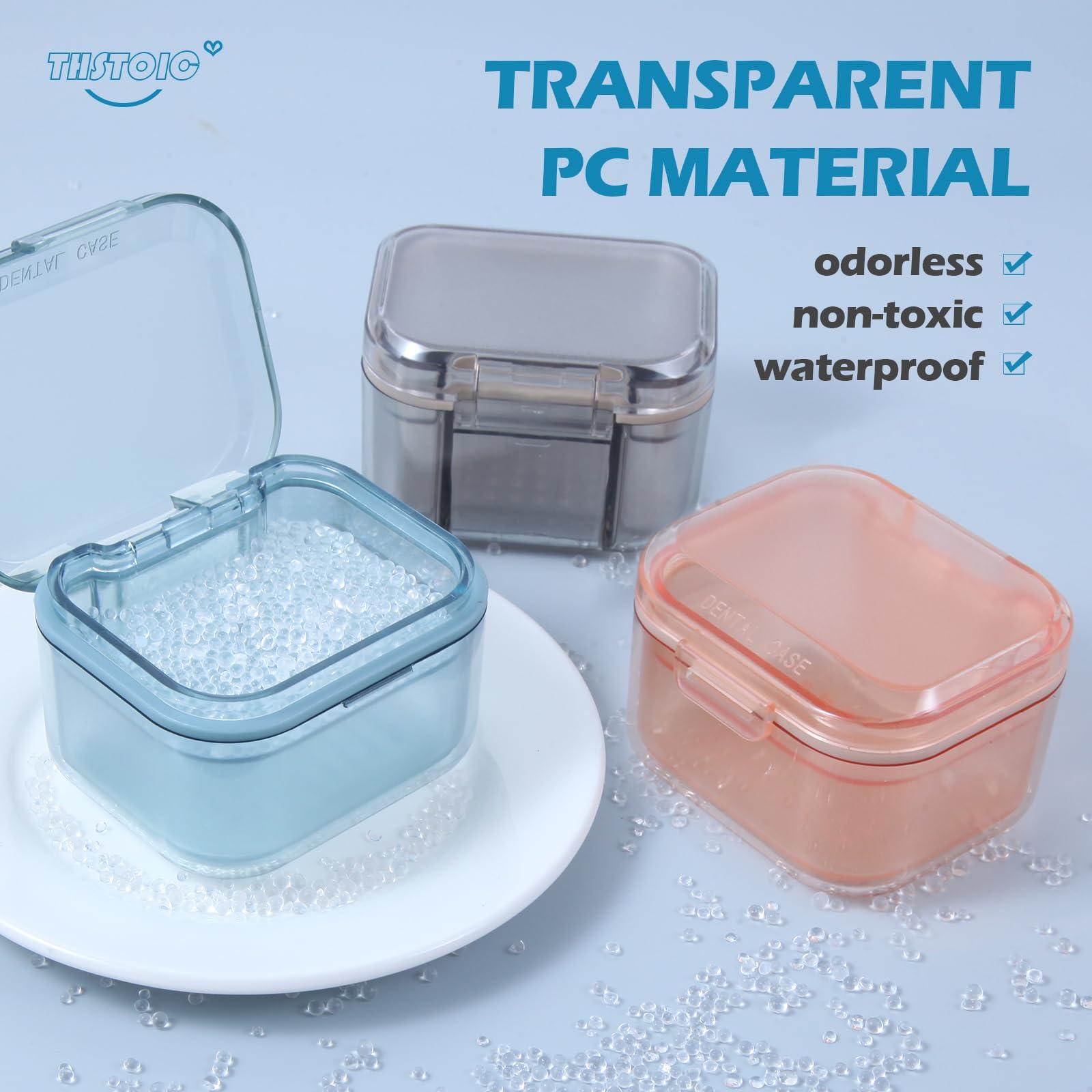 THSTOIC THSTOIC Denture Case & Cup - False Teeth Bath Holder, Travel Denture Cleaning Container for Soaking, Retainer, Partial, Mouth Guards (BLUE)